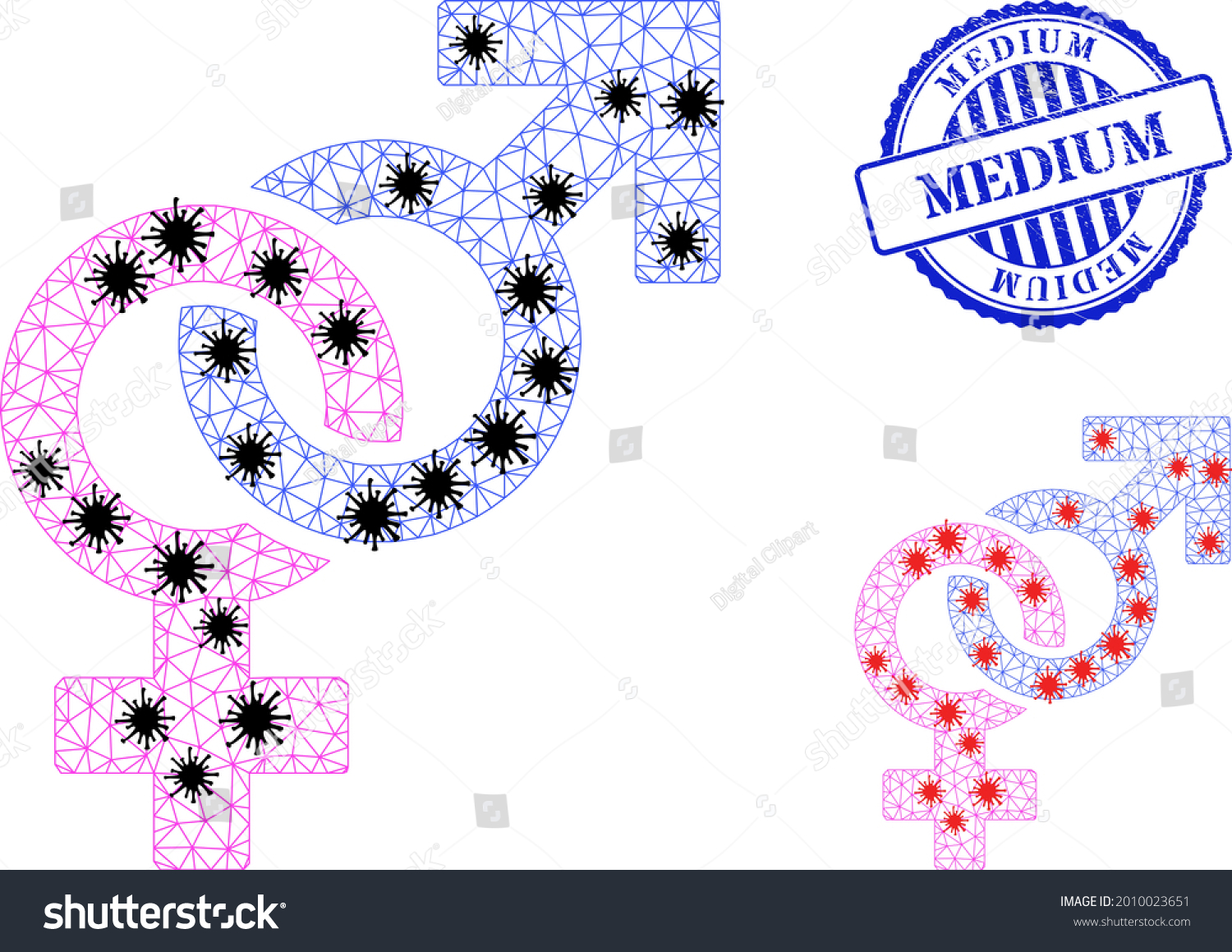 Mesh Polygonal Straight Sex Symbol Icons Stock Vector Royalty Free