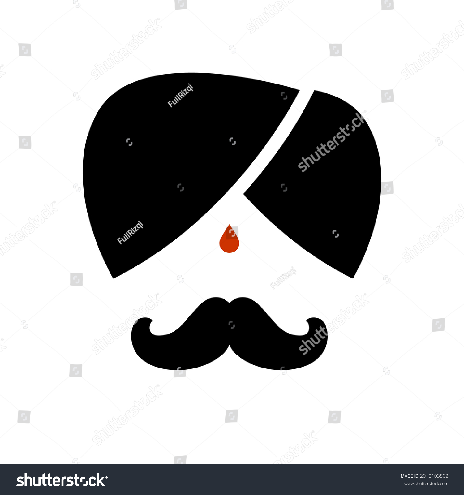 Indian Man Logo Turban Mustache Tilak Stock Vector (Royalty Free ...