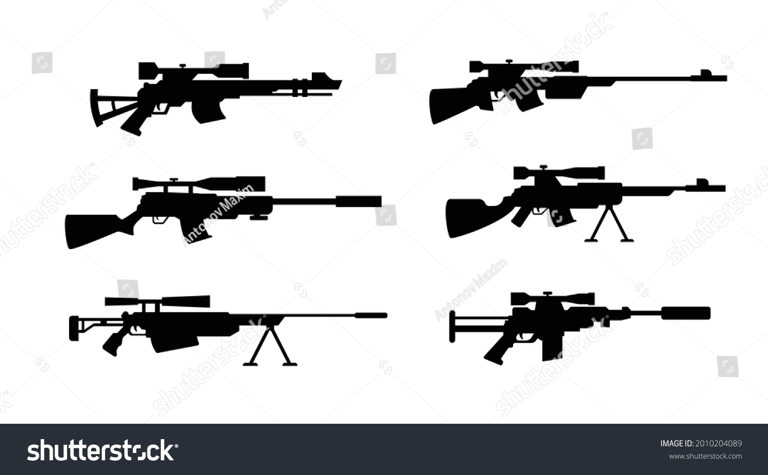 Black Silhouette Shape Icons Sniper Weapon Stock Vector (Royalty Free ...