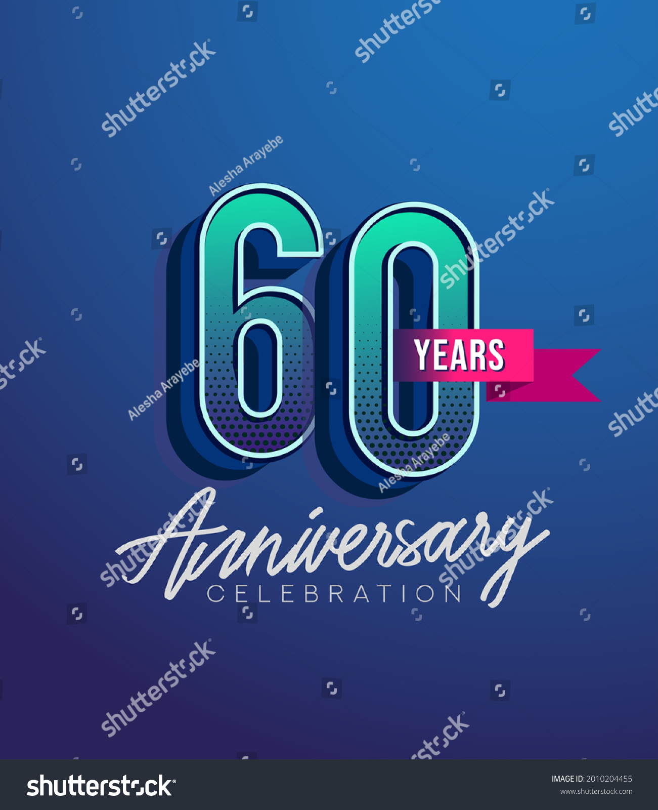 60th Anniversary Logo Design Ribbon Elegant Stock Vector (Royalty Free ...