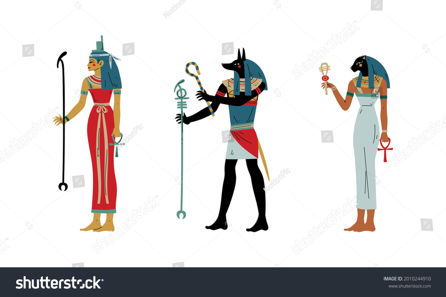 Anubis Isis Bastet Ancient Egyptian Goddess Stock Vector (Royalty Free ...