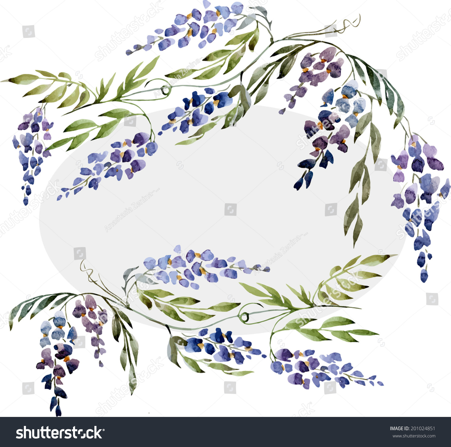 Wisteria Frame Watercolor Stock Vector (Royalty Free) 201024851 ...