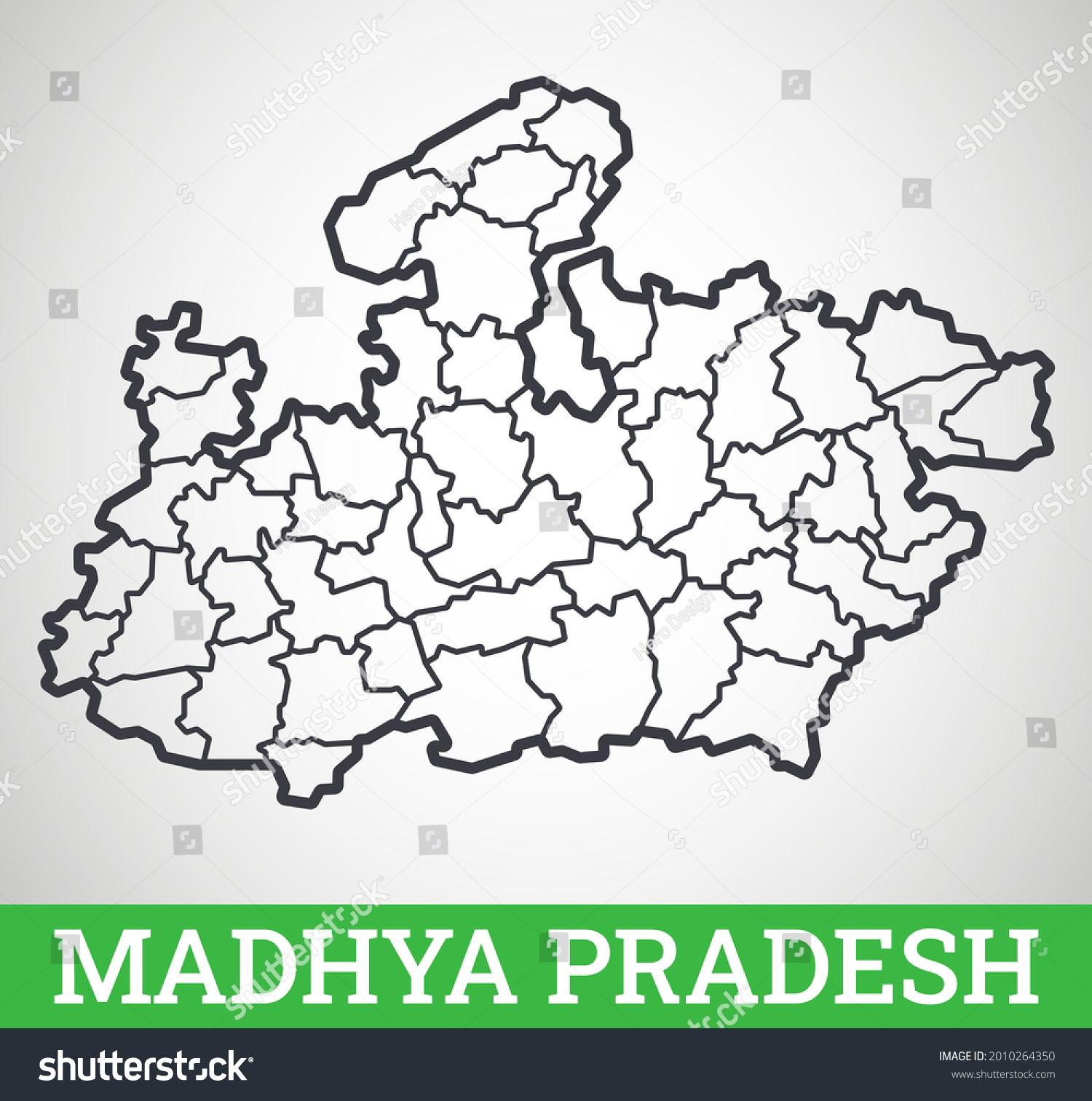 Simple Outline Map Madhya Pradesh District Stock Vector (Royalty Free ...