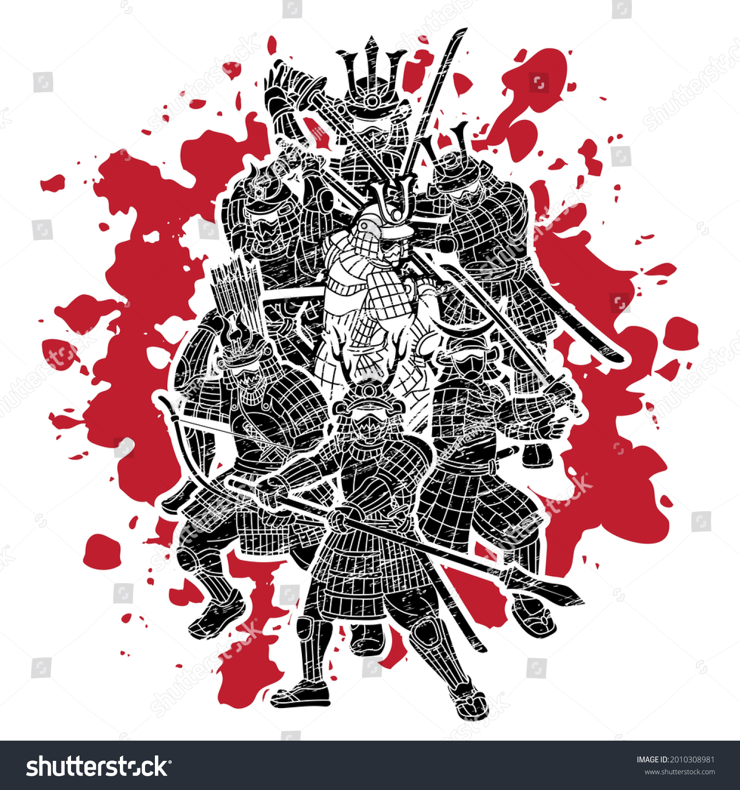 Group Samurai Warrior Ronin Weapon Armor Stock Vector (Royalty Free ...