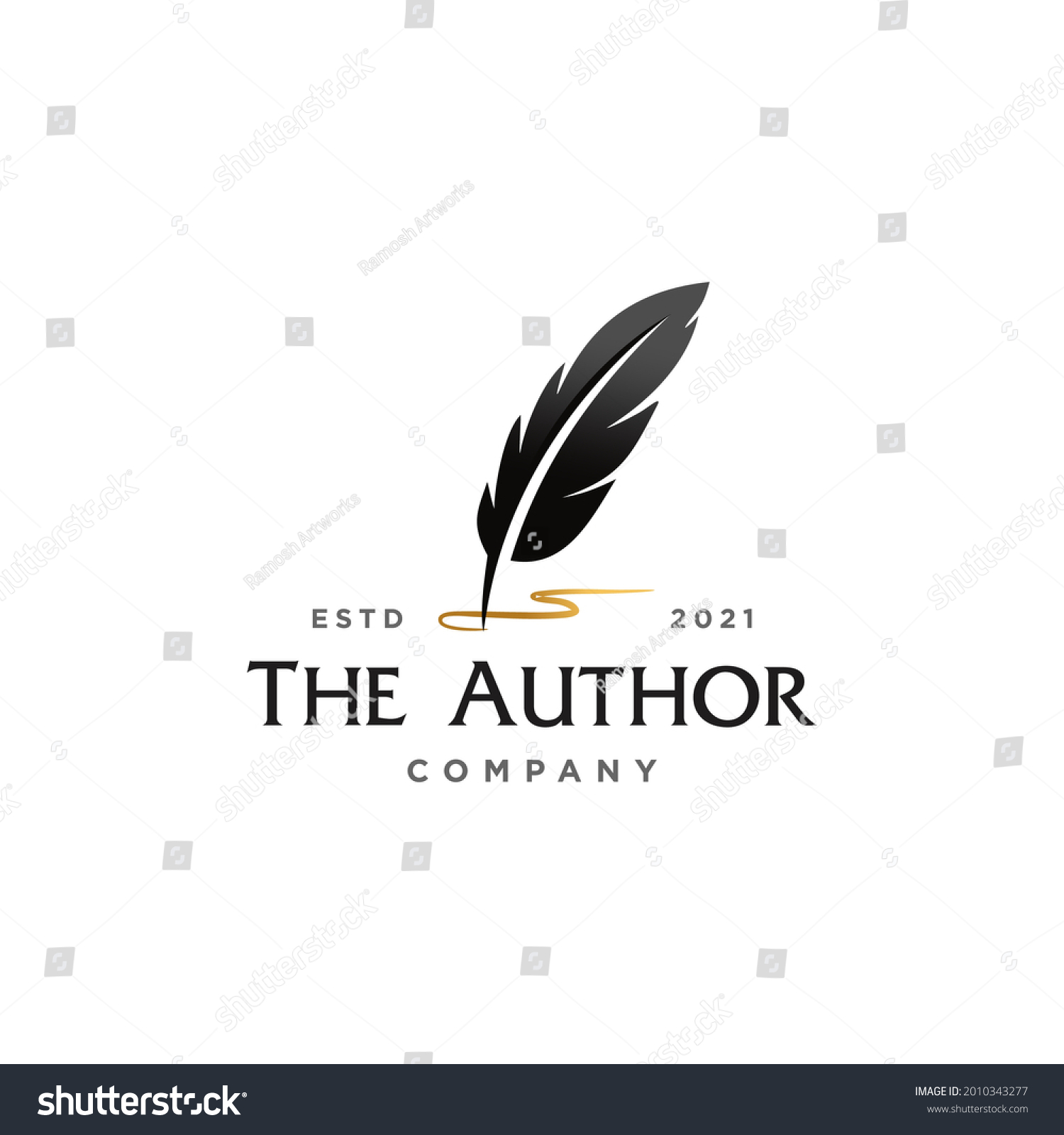 Author Signature Logo Feather Quill Pen Stock Vector (Royalty Free ...