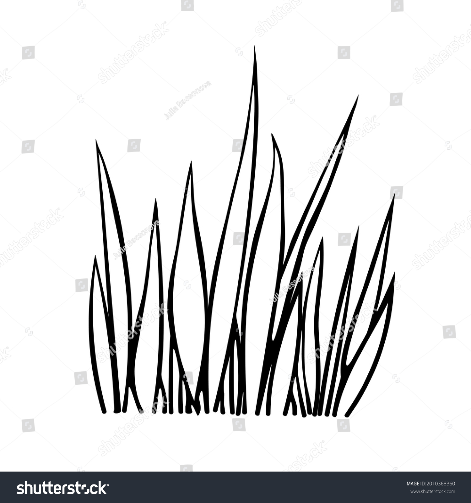 Bunch Grass Hand Drawn Simple Black Stock Vector (Royalty Free ...