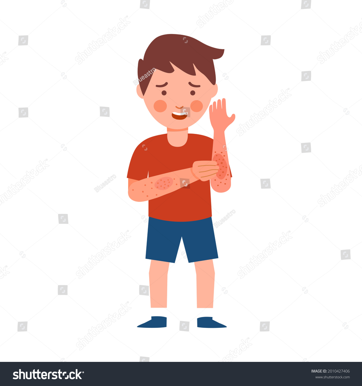 Boy Children Scratching Arm Kids Suffering Stock Vector (Royalty Free ...