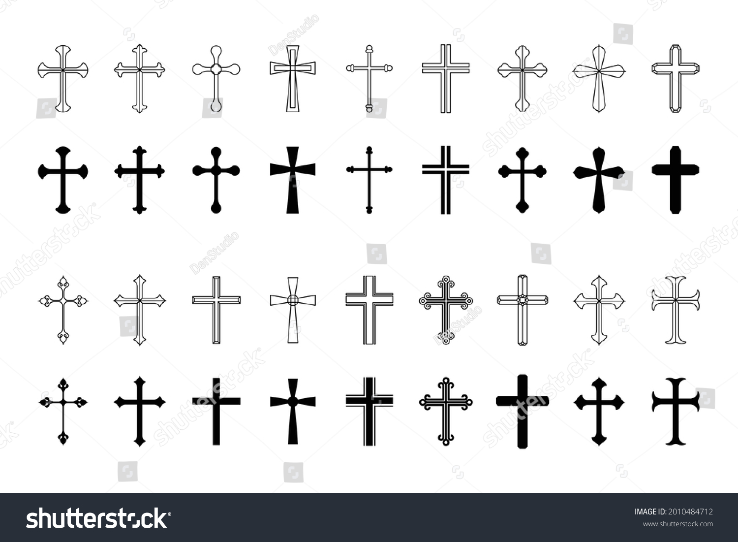 Christian Cross Icons Set On White Stock Vector (Royalty Free ...