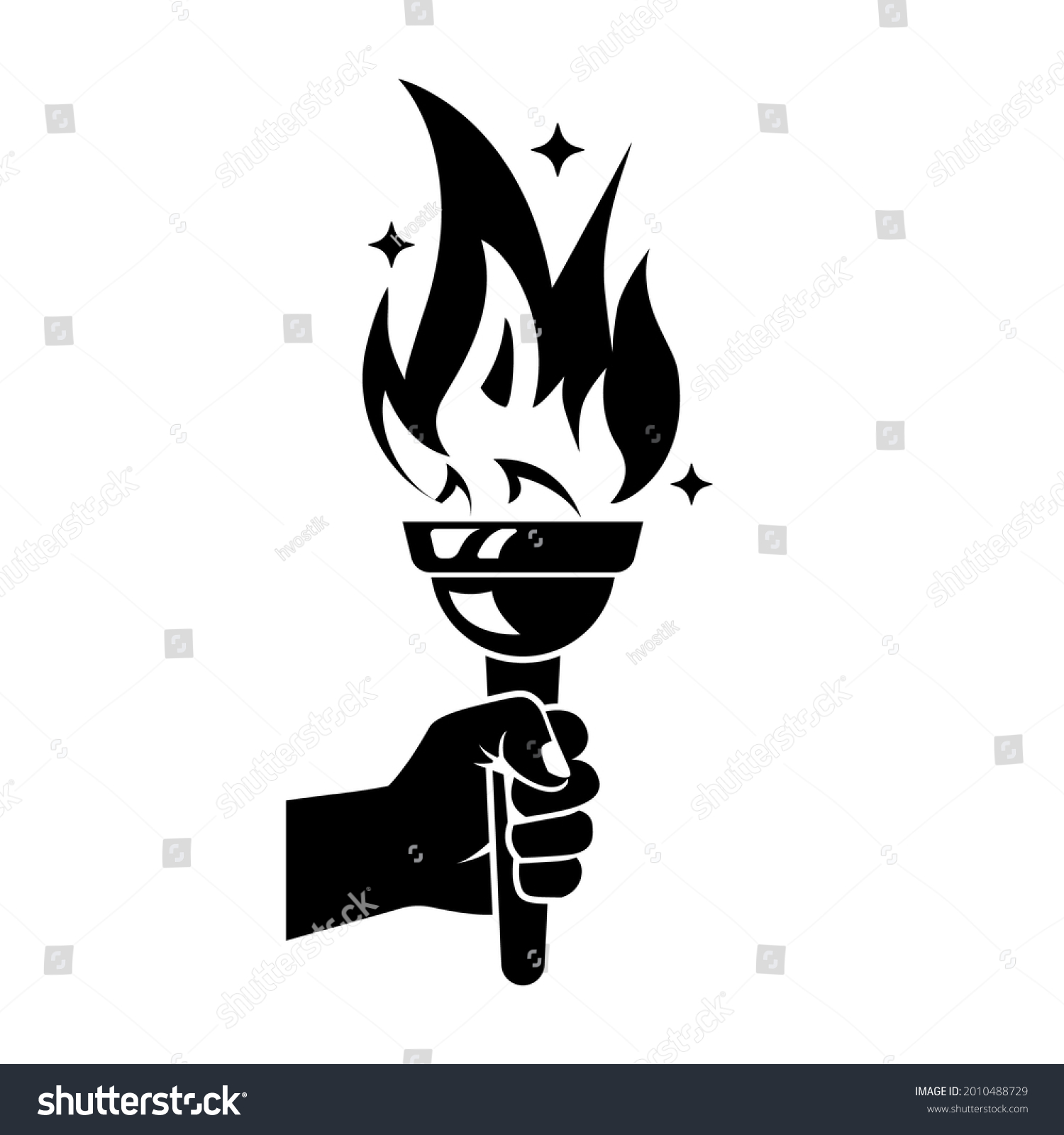 Black Torch Icon Silhouette Hand Flaming Stock Vector (Royalty Free ...
