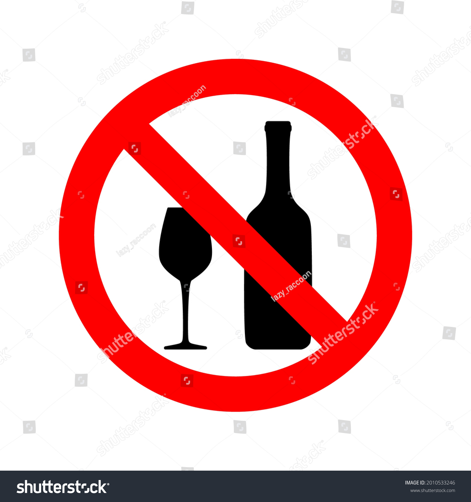 No Alcohol Drink Symbol Alcoholfree Zone Stock Vector (Royalty Free ...