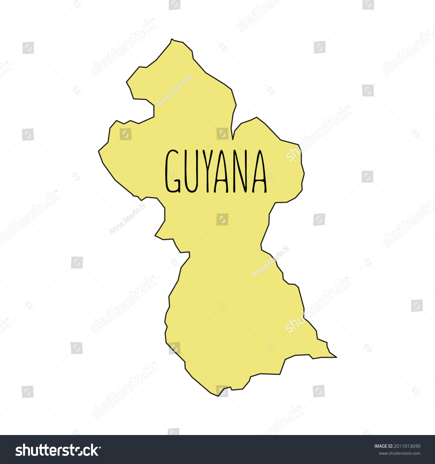 Guyana Outline Map Vector Editable Stock Vector (Royalty Free ...