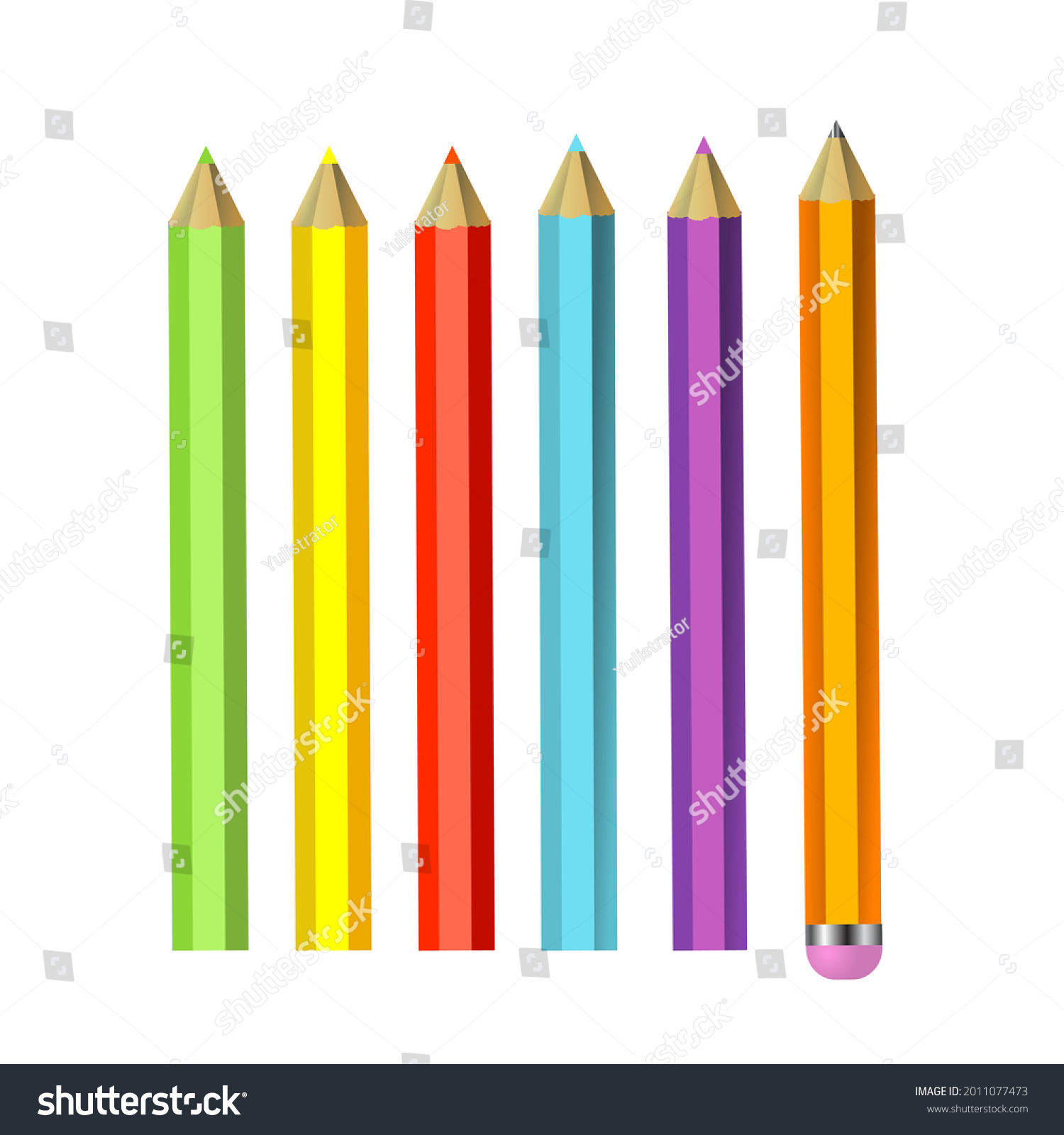 Different Colors Drawing Pencils Isolated On Stock Vector (Royalty Free ...