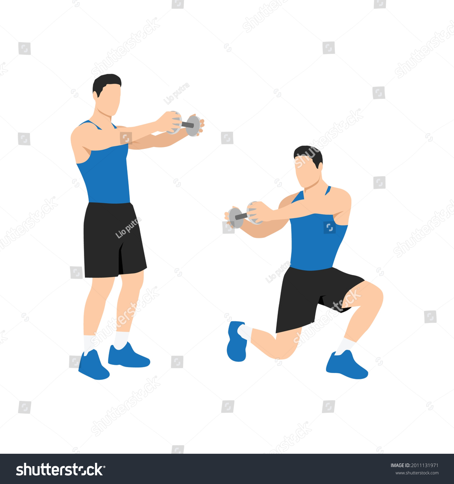 Man Doing Lunge Twists Exercise Flat Stock Vector (Royalty Free ...