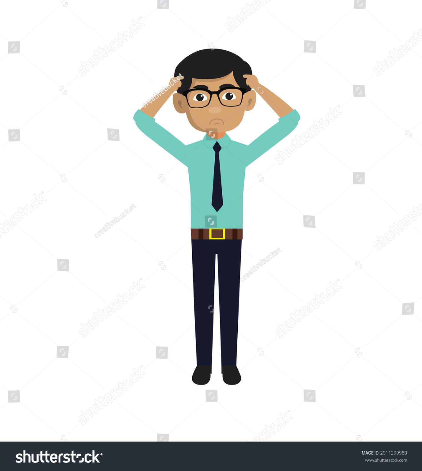 Indian Man Confused Flat Vector Cartoon Stock Vector (Royalty Free ...