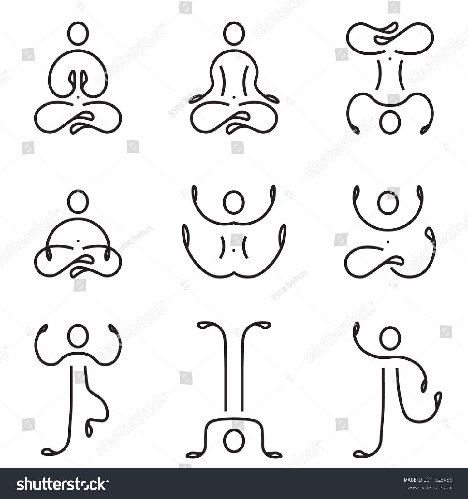 Yoga Pose Pictogram Set Stylized Human Stock Vector (Royalty Free ...