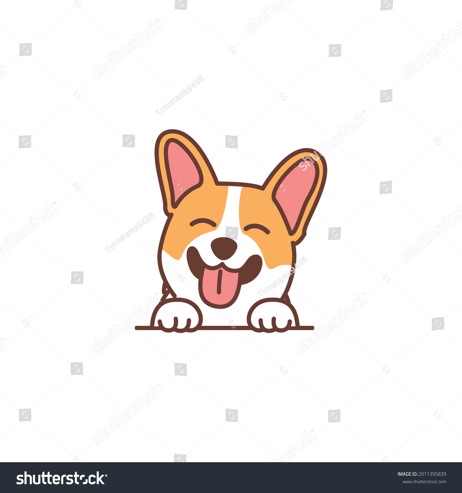 Cute Welsh Corgi Puppy Smiling Cartoon Stock Vector (Royalty Free ...