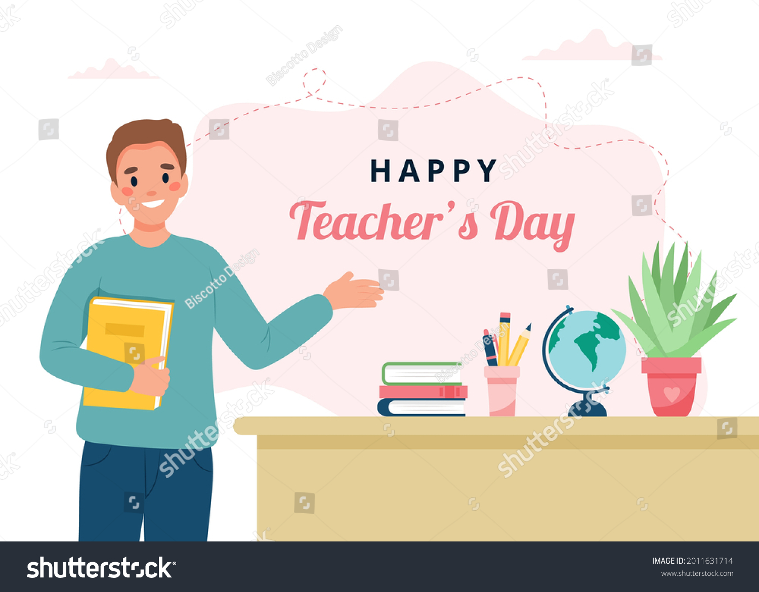 Teachers Day Concept Teacher Classroom Cute Stock Vector (Royalty Free ...