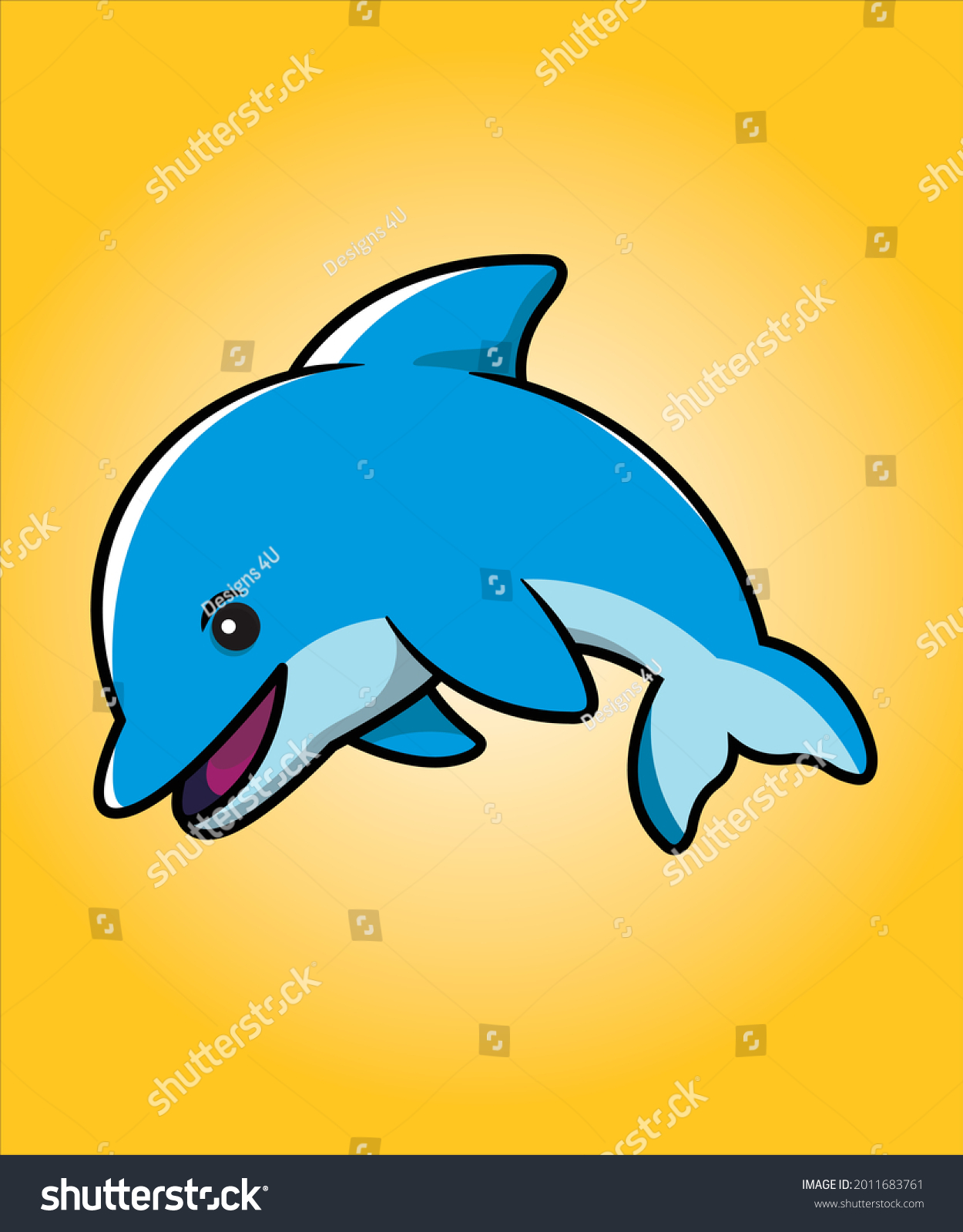 Little Cute Dolphin Illustration Blue Dolphin Stock Vector (Royalty ...