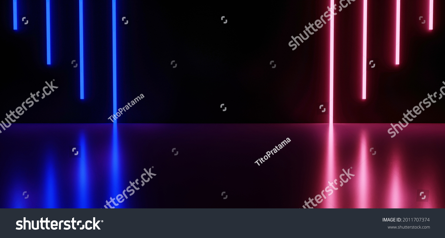 Futuristic Scifi Abstract Blue Pink Neon Stock Illustration 2011707374 ...