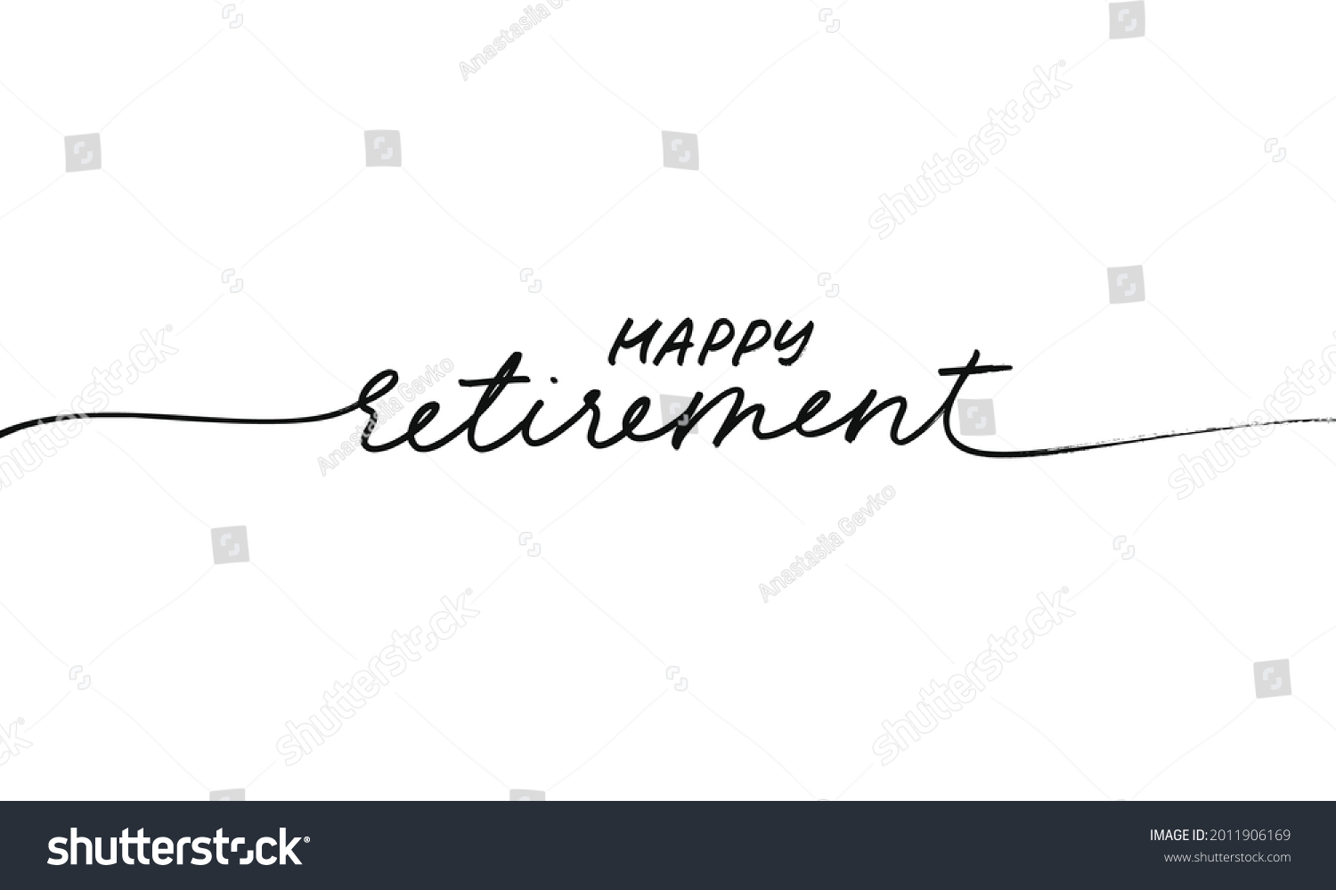 Happy Retirement Modern Line Calligraphy Swashes Stock Vector (Royalty ...