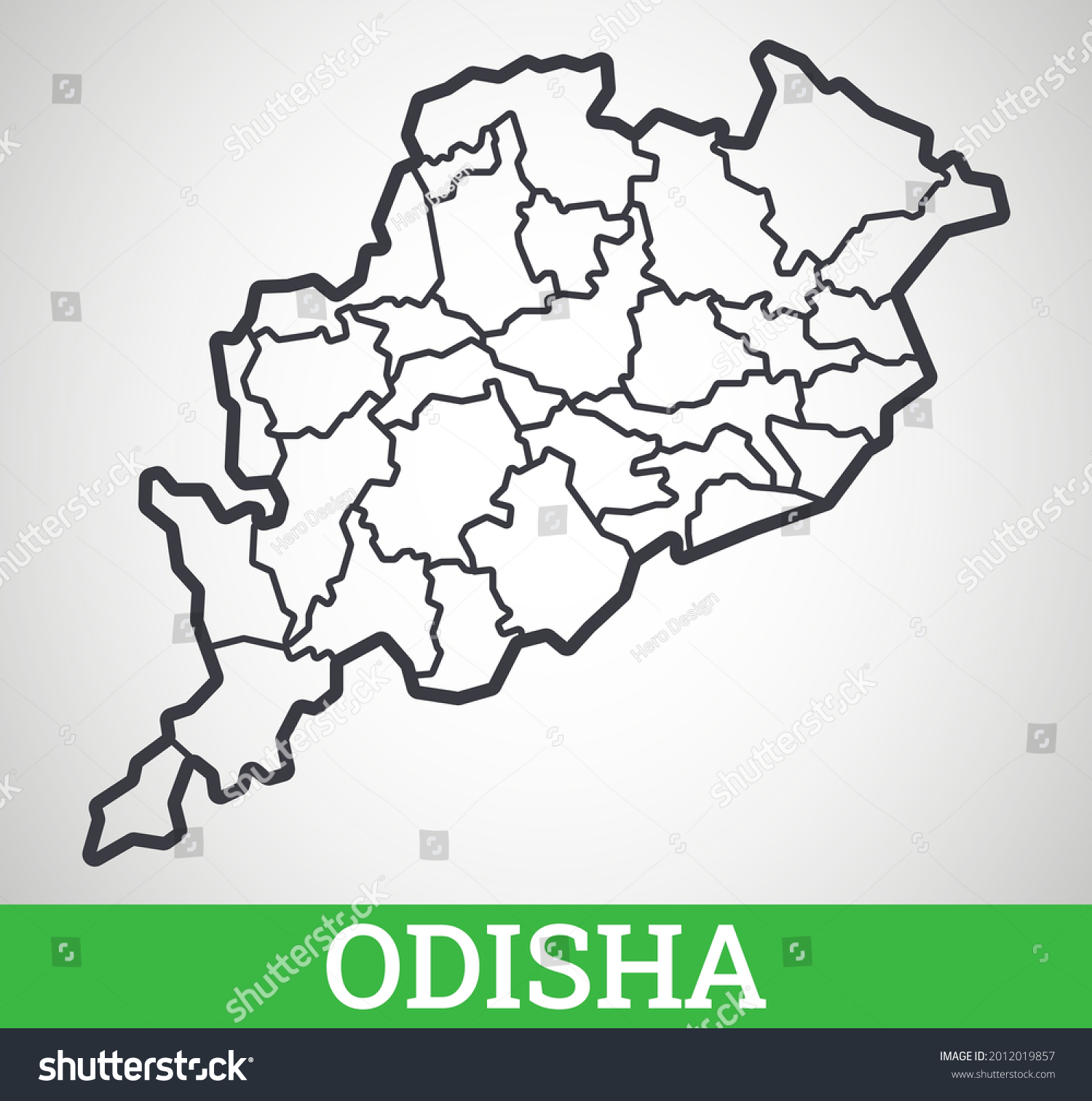 Simple Outline Map Odisha India Vector Stock Vector (Royalty Free ...