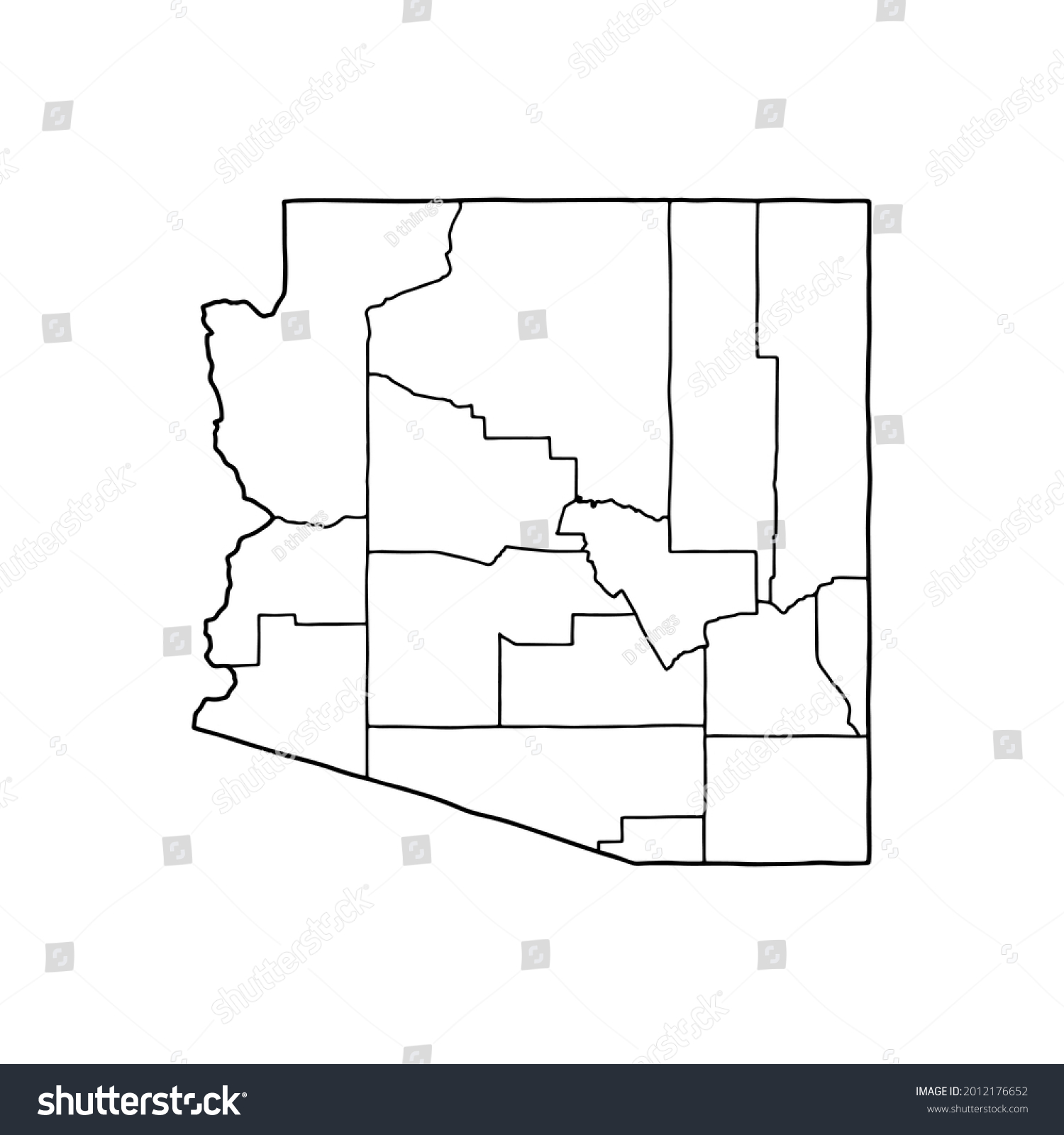 Outline Map Arizona White Background Vector Stock Vector (Royalty Free ...