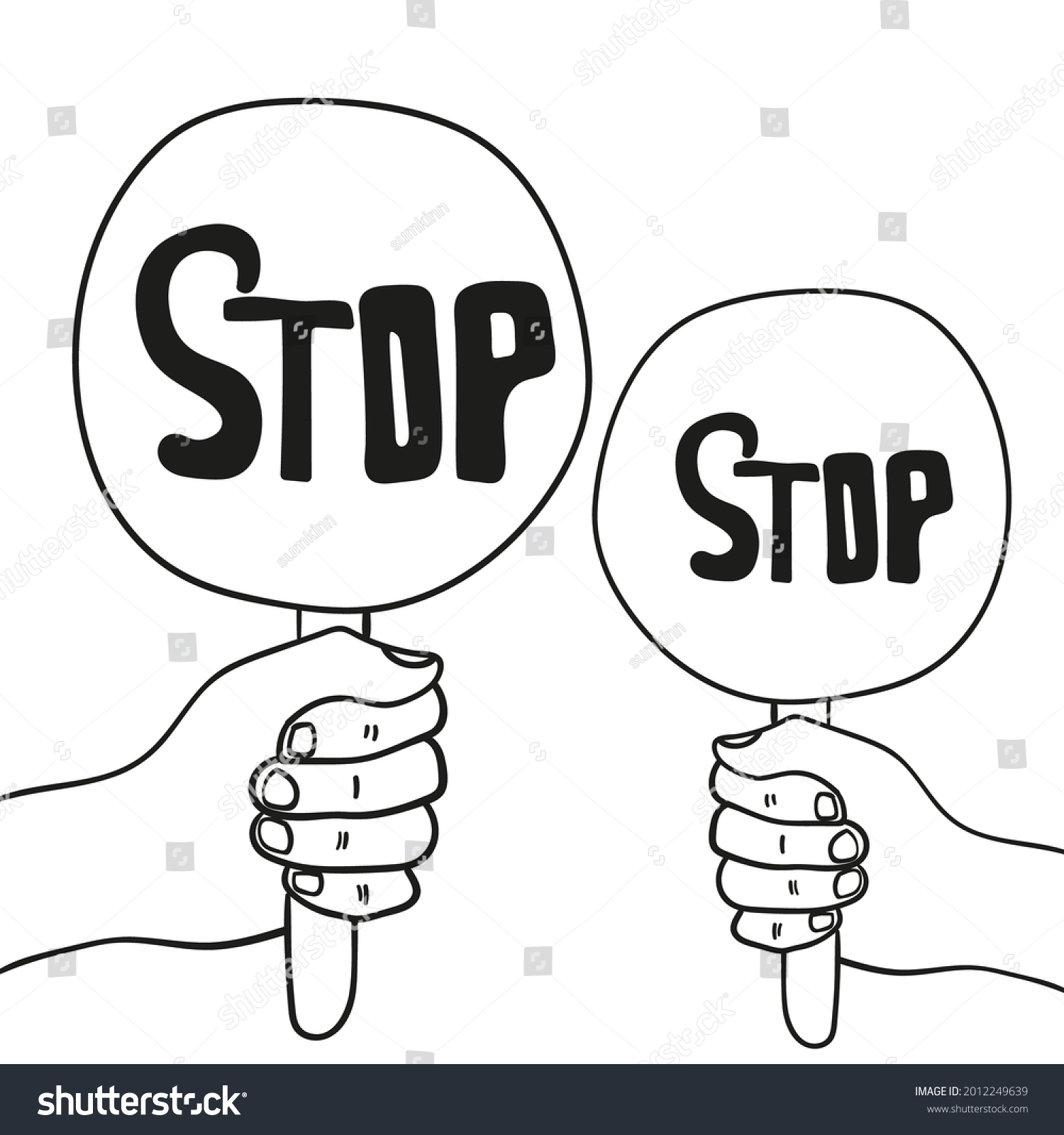 Stop Sign Hand Hands Holding Protest Stock Vector Royalty Free