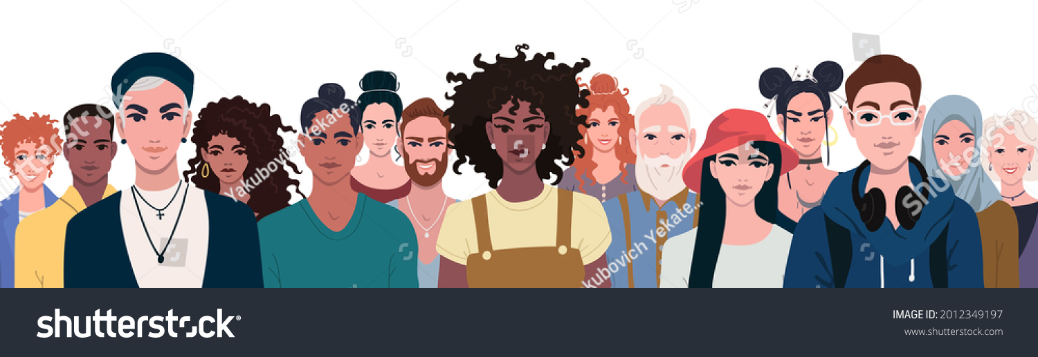 Portrait People Different Ages Nationalities Races Stock Vector ...