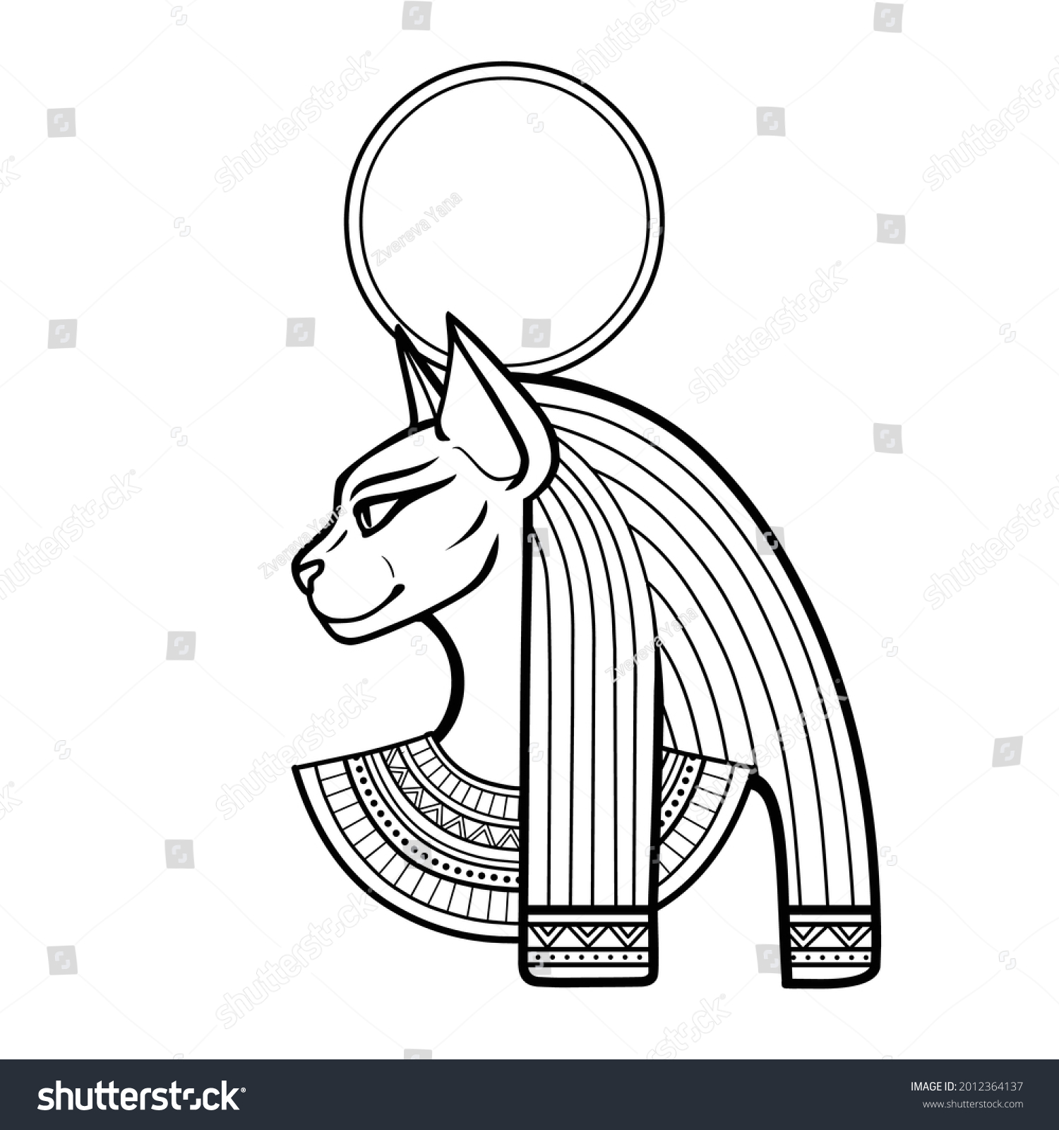 Animation Portrait Ancient Egyptian Goddess Bastet Stock Vector Royalty Free