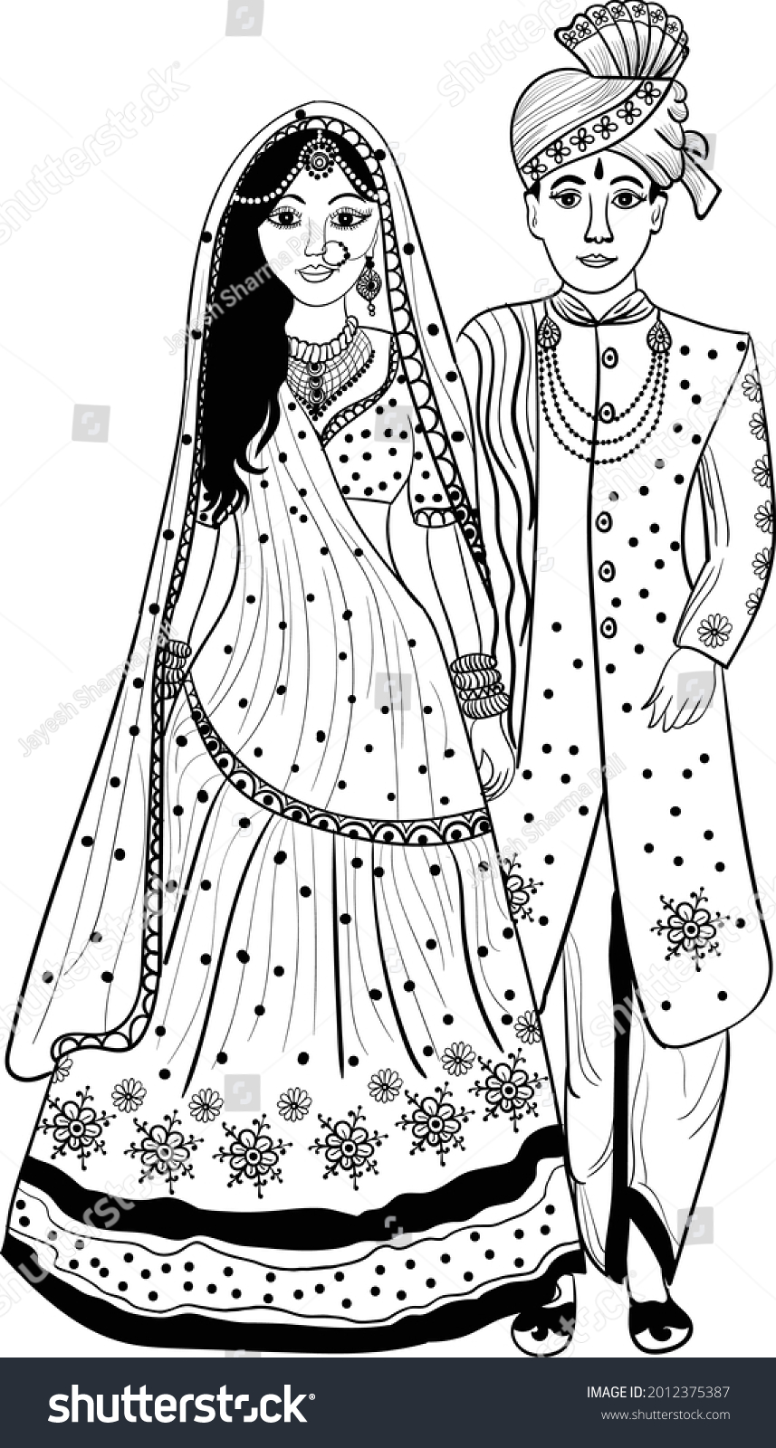 Indian Wedding Clip Art Bride Groom Stock Vector (Royalty Free ...