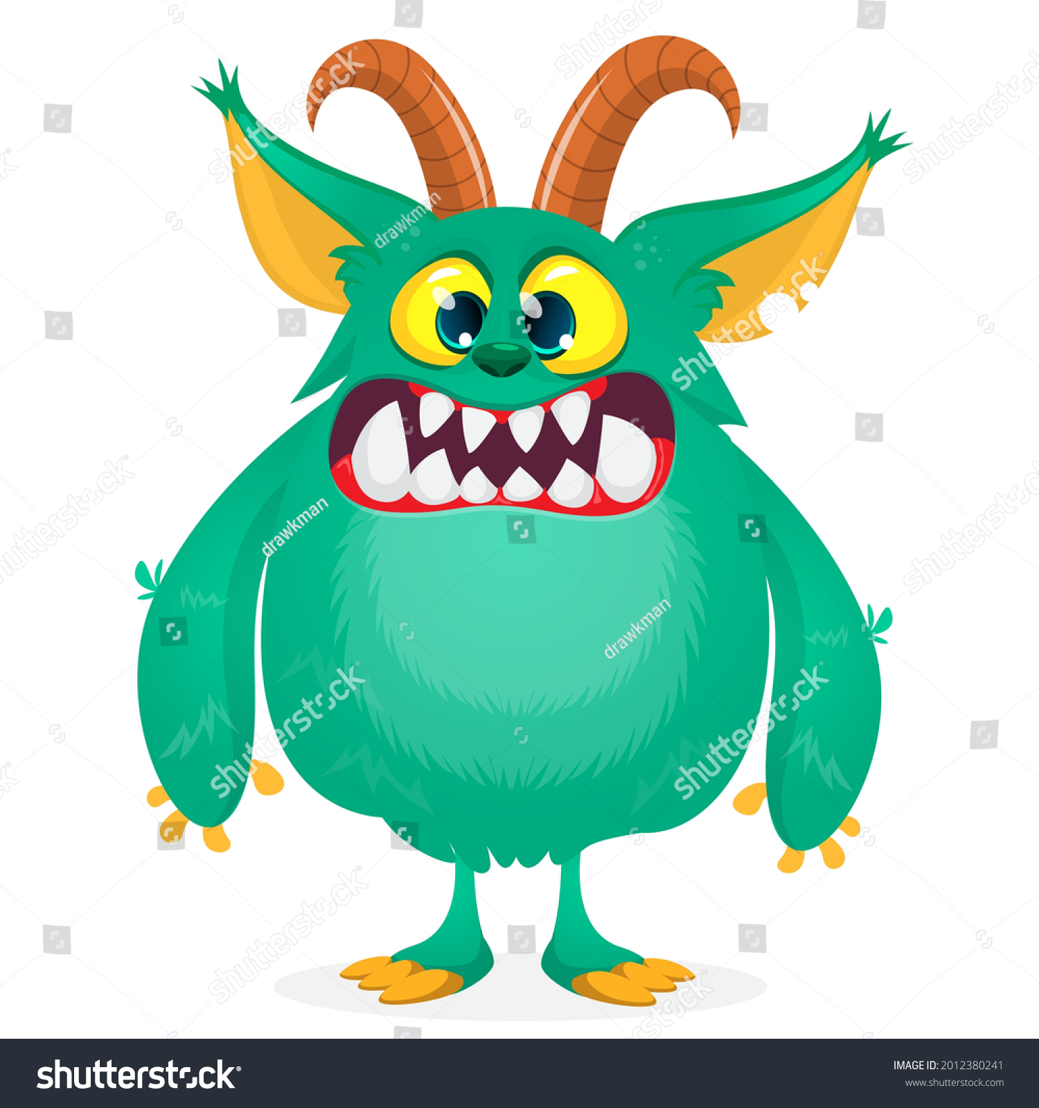 Funny Cartoon Smiling Furry Monster Character Stock Vector (Royalty ...