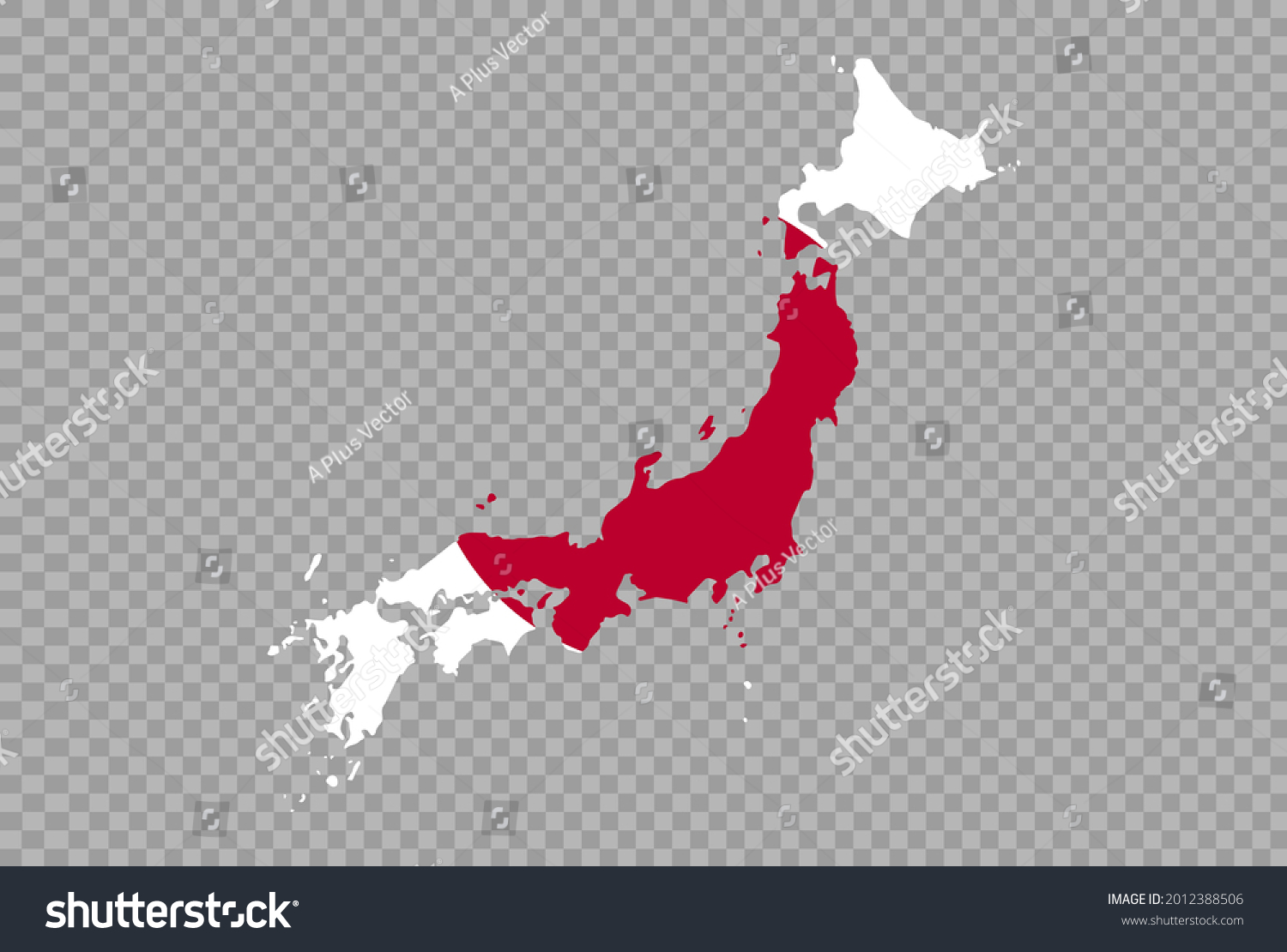 Japan Flag On Map Isolated On Stock Vector (Royalty Free) 2012388506 ...