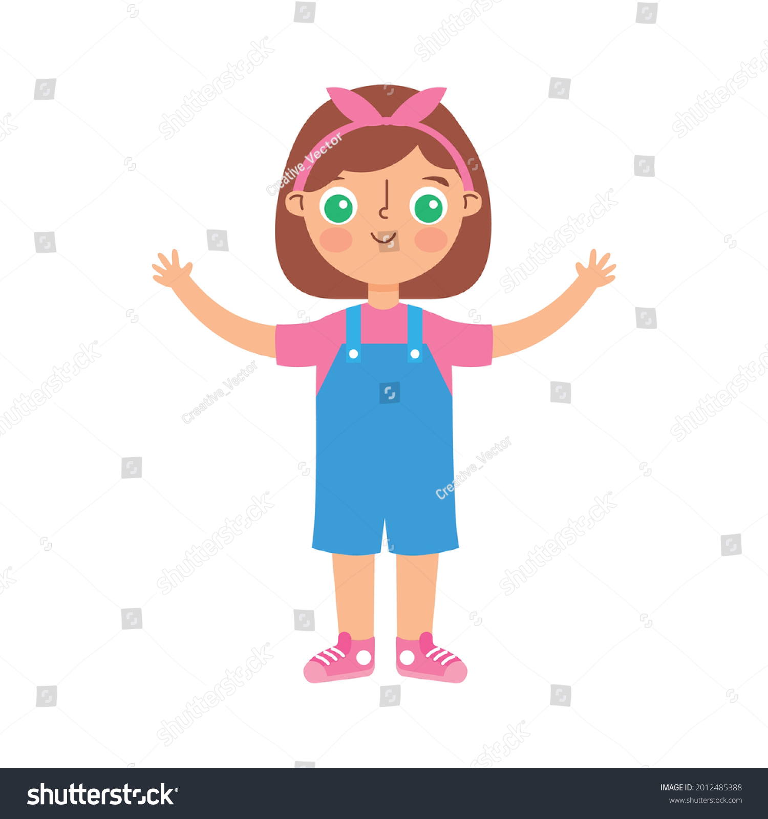 Child Cartoon Waving Yours Hands Isolated Stock Vector (Royalty Free ...