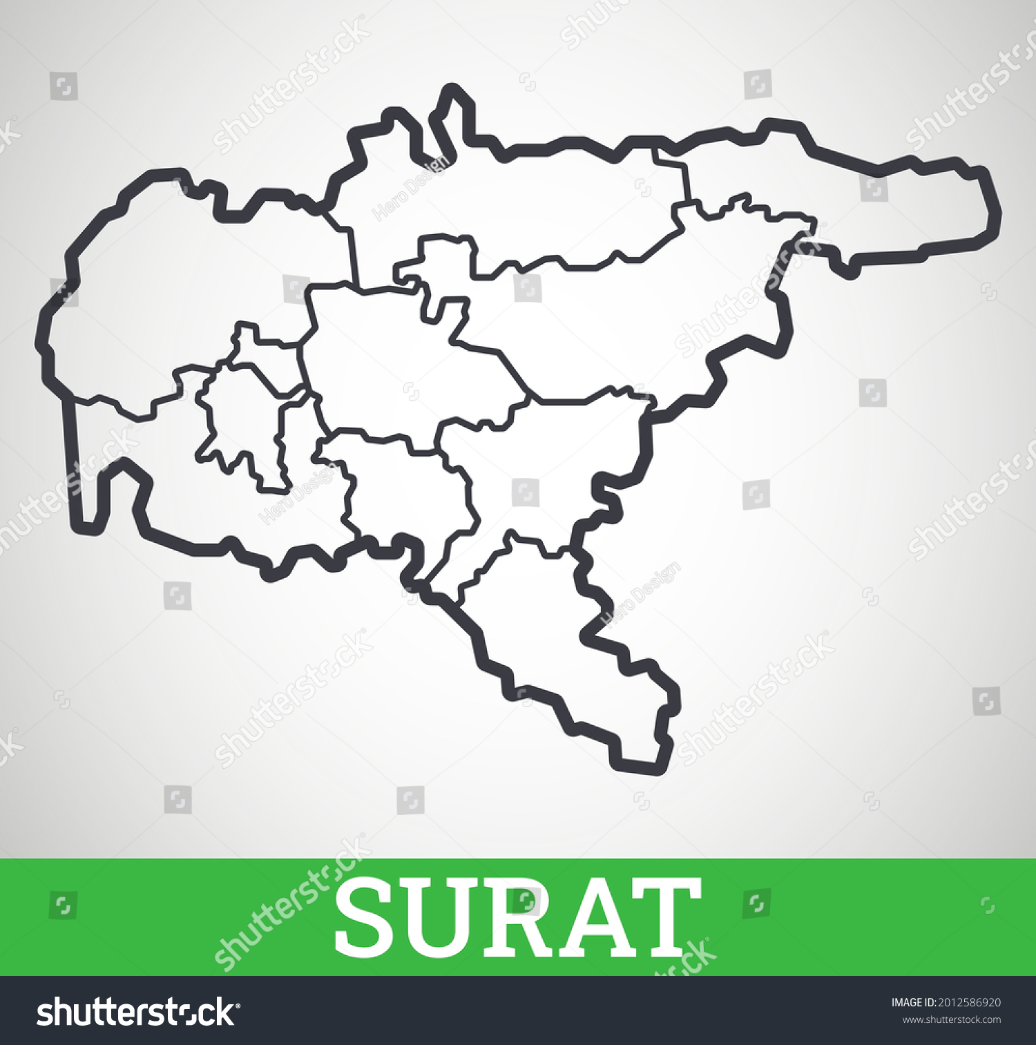 Simple Outline Map Surat India Vector Stock Vector (Royalty Free