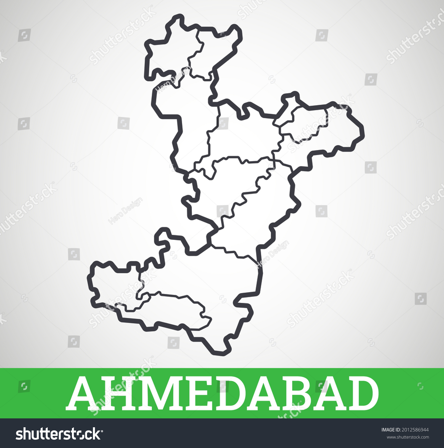 Simple Outline Map Ahmedabad Vector Graphic Stock Vector (Royalty Free ...