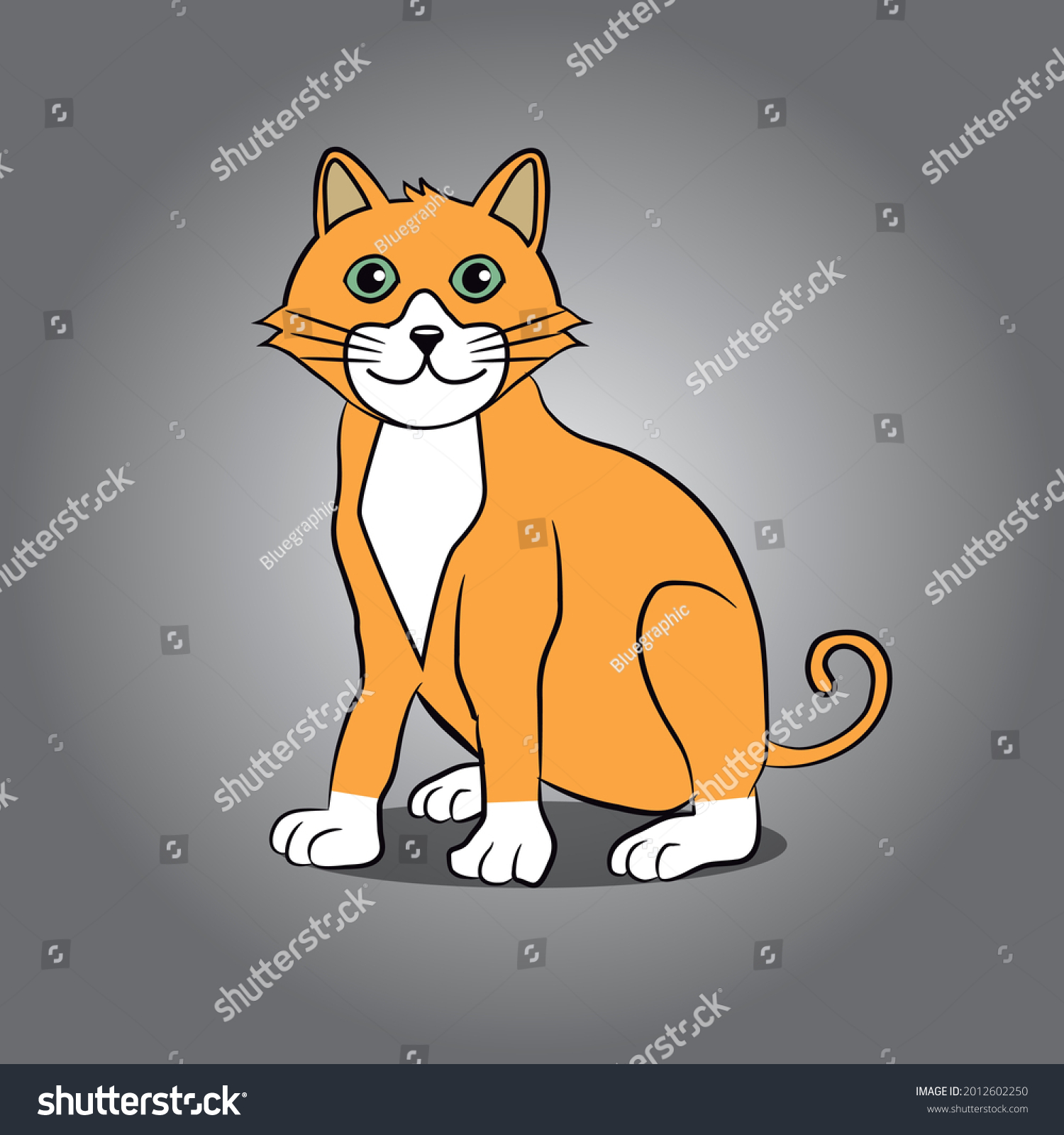 Yellow Cat Illustrated Cartoon Stock Vector (Royalty Free) 2012602250 ...