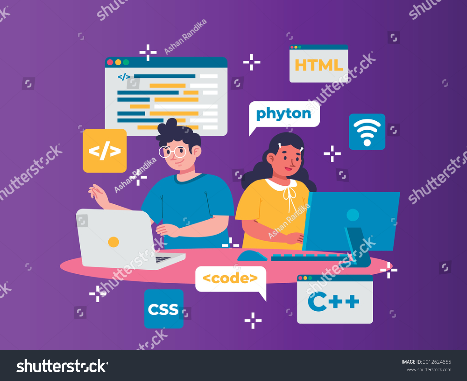 Software Engineer Concept Web Design Development Stock Vector (Royalty ...