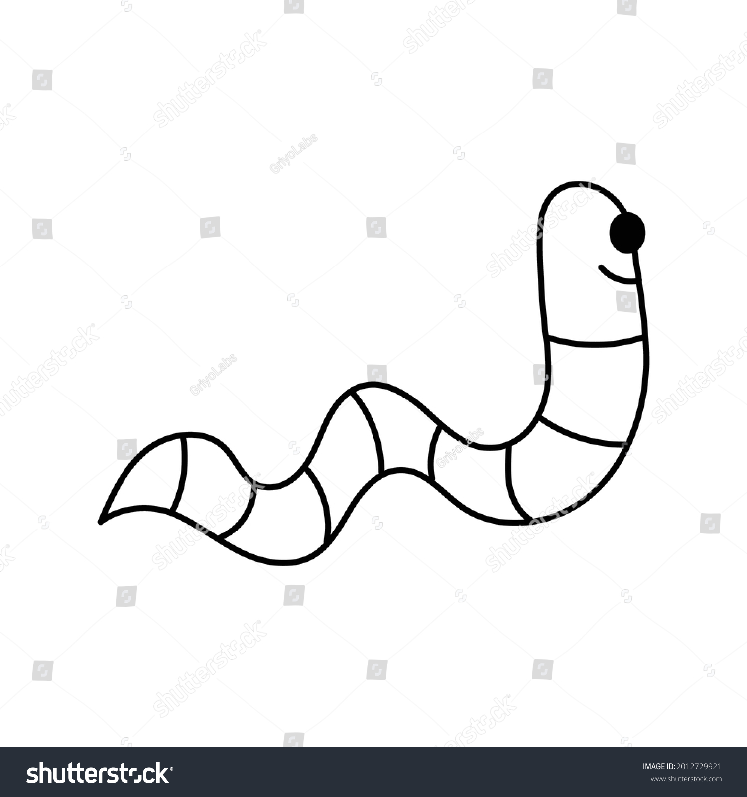 Worm Outline Symbol Isolated On White Stock Vector (Royalty Free ...