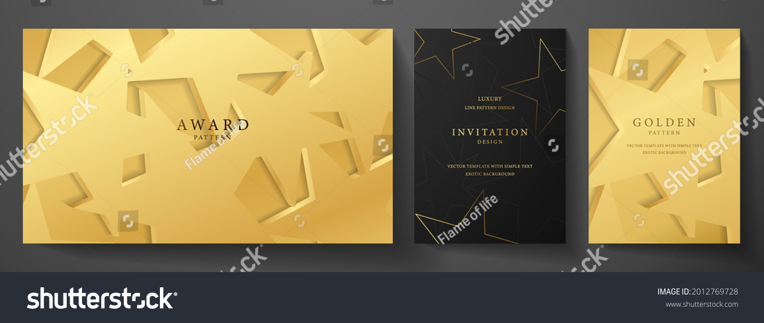 Gold Star Invitation Cover Design Set Stock Vector (Royalty Free ...