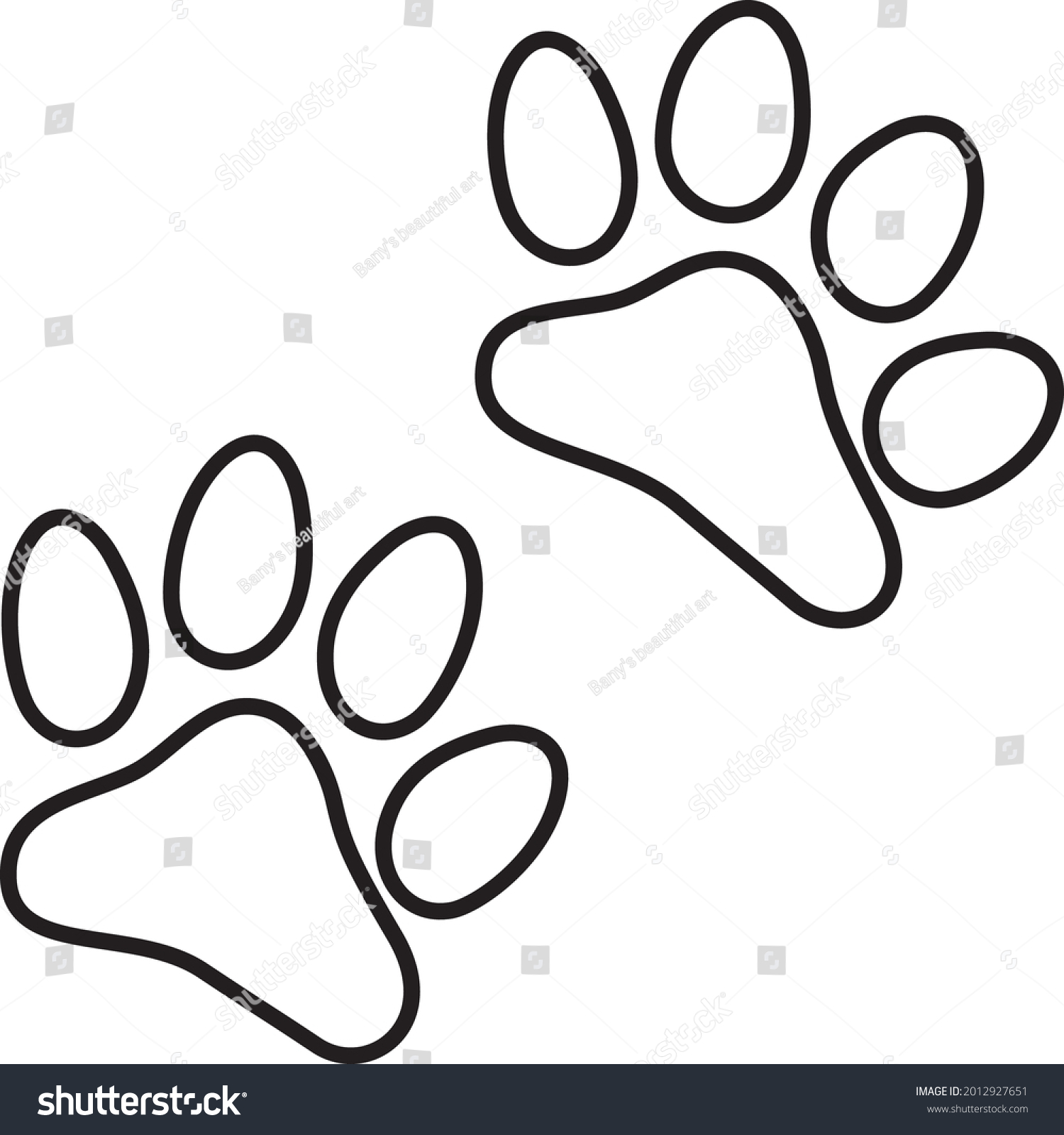 Dog Footprints Logo Cartoon Drawing Entrance Stock Vector (Royalty Free ...