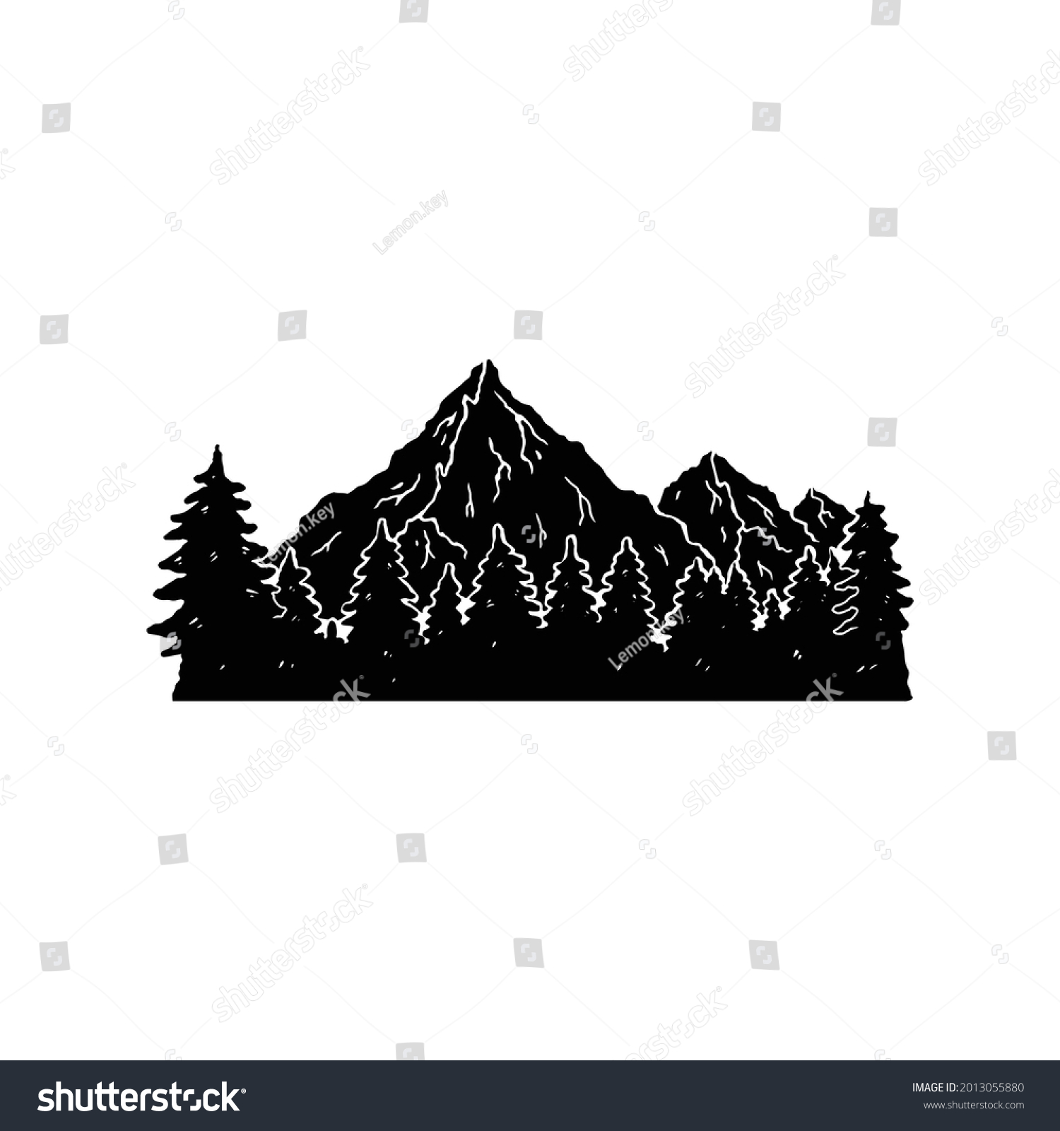 Mountain Trees Silhouette Vector Stock Vector (Royalty Free) 2013055880 ...