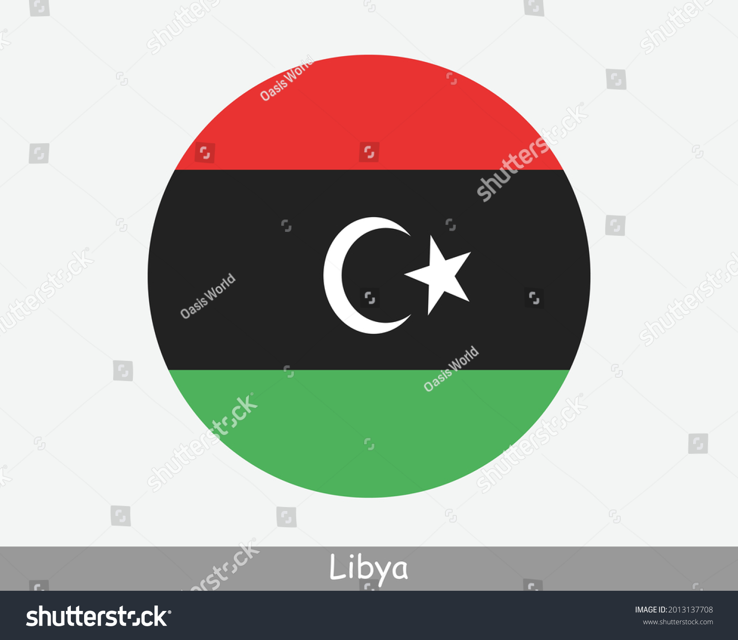 Libya Round Circle Flag Libyan Circular Stock Vector (Royalty Free ...