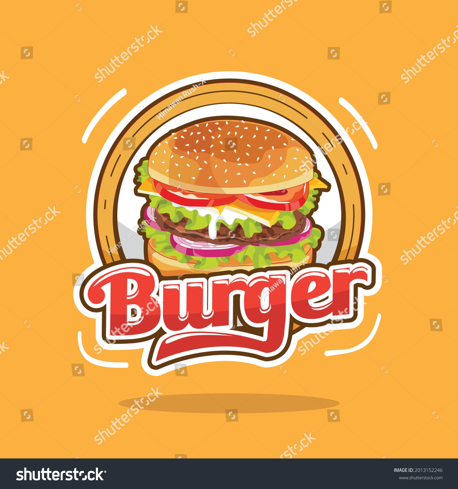 Big Burger Logo Design Fit Suit Stock Vector (Royalty Free) 2013152246 ...