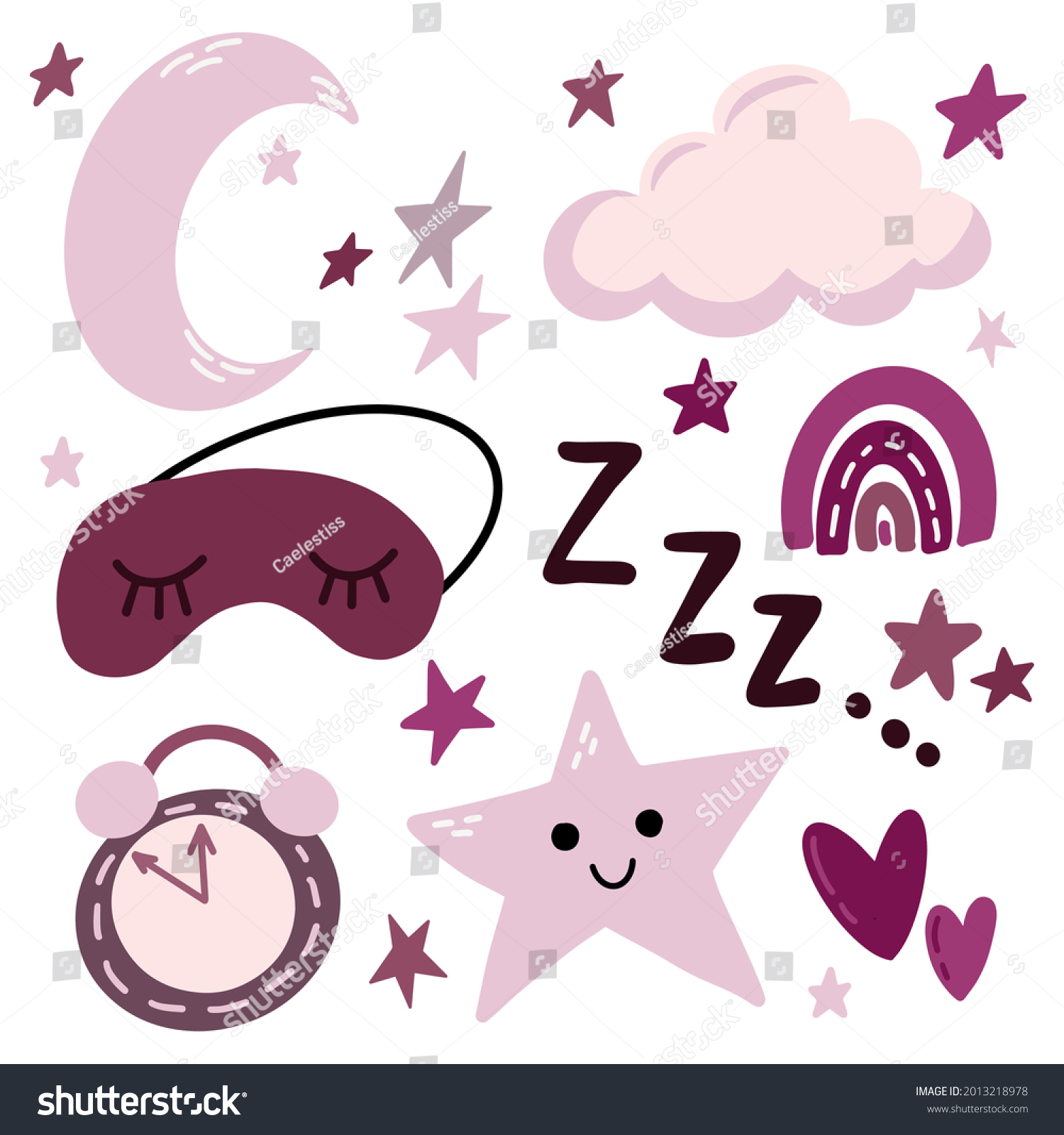 Clip Art Set Good Night Sleep Stock Vector (Royalty Free) 2013218978 ...