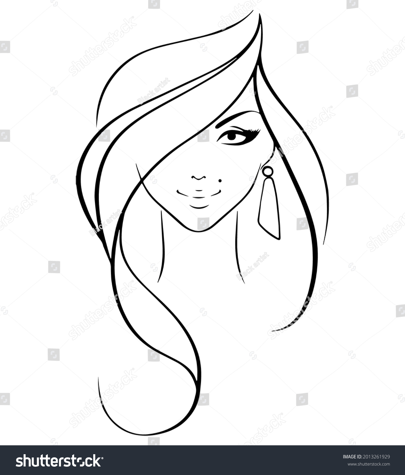 One Line Woman Face Minimalist Illustration Stock Vector Royalty Free Shutterstock