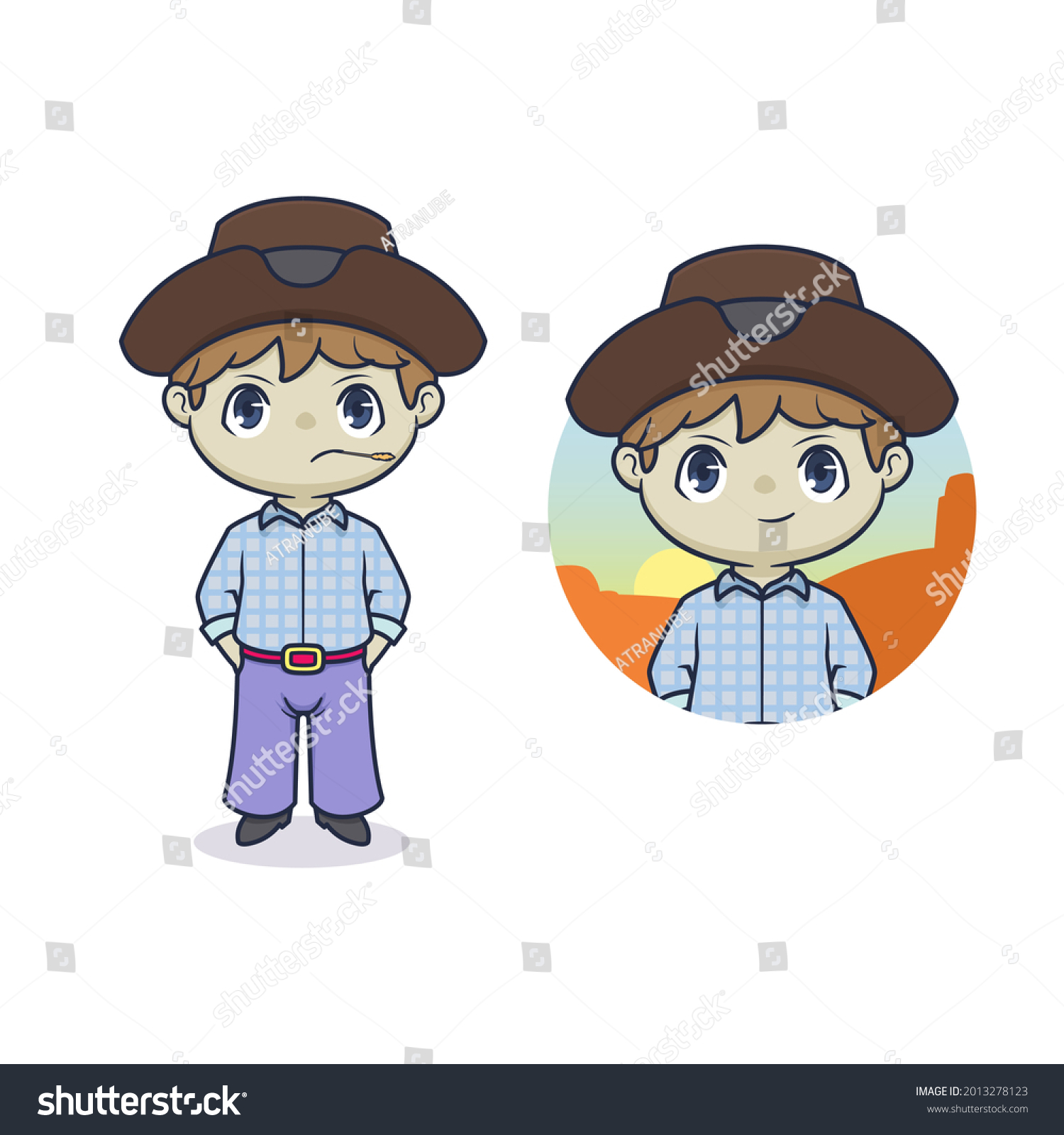 Cute Cowboy Mascot Cartoon Illustration Stock Vector (Royalty Free ...