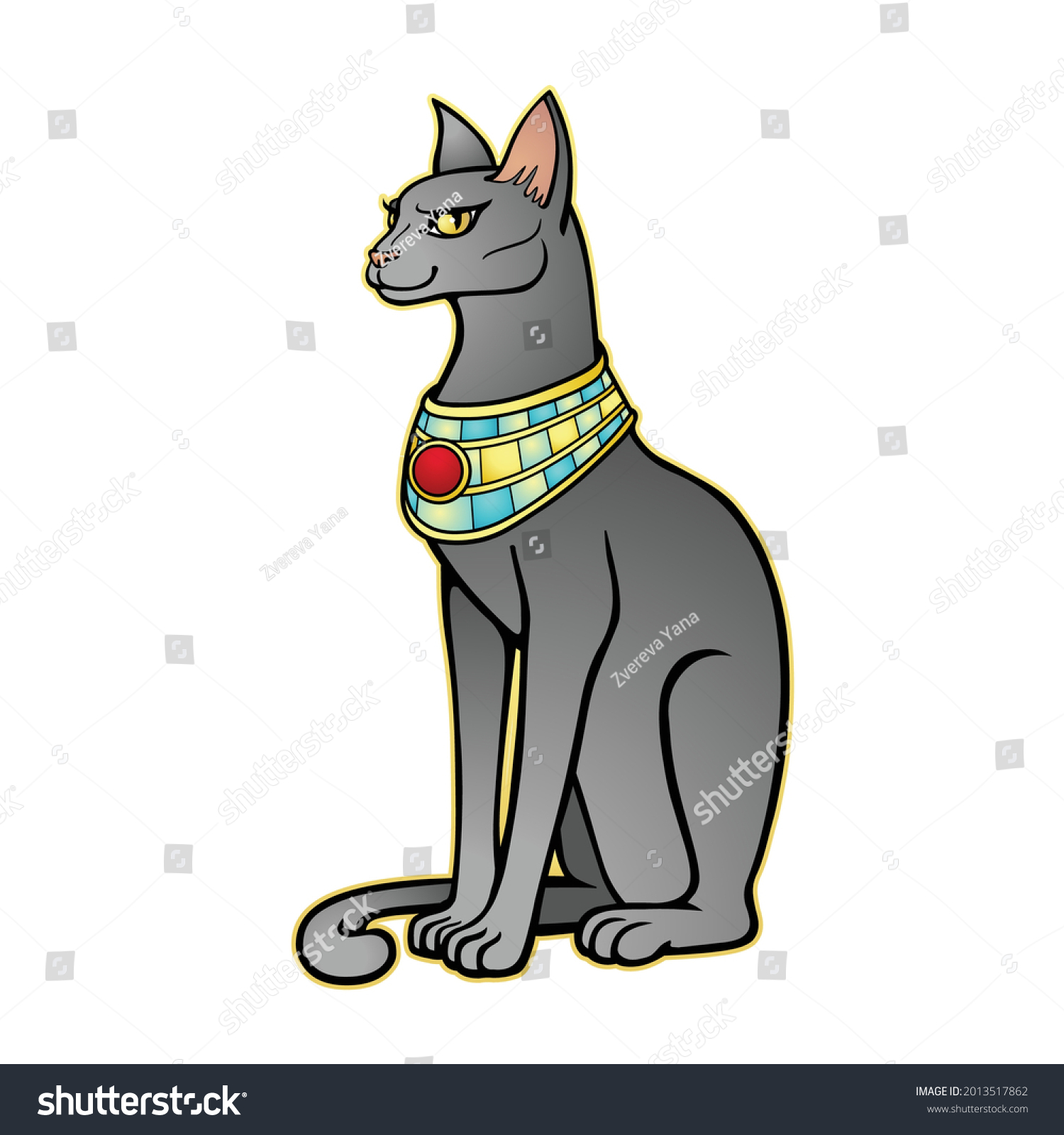 Animation Portrait Ancient Egyptian Goddess Bastet Stock Vector Royalty Free