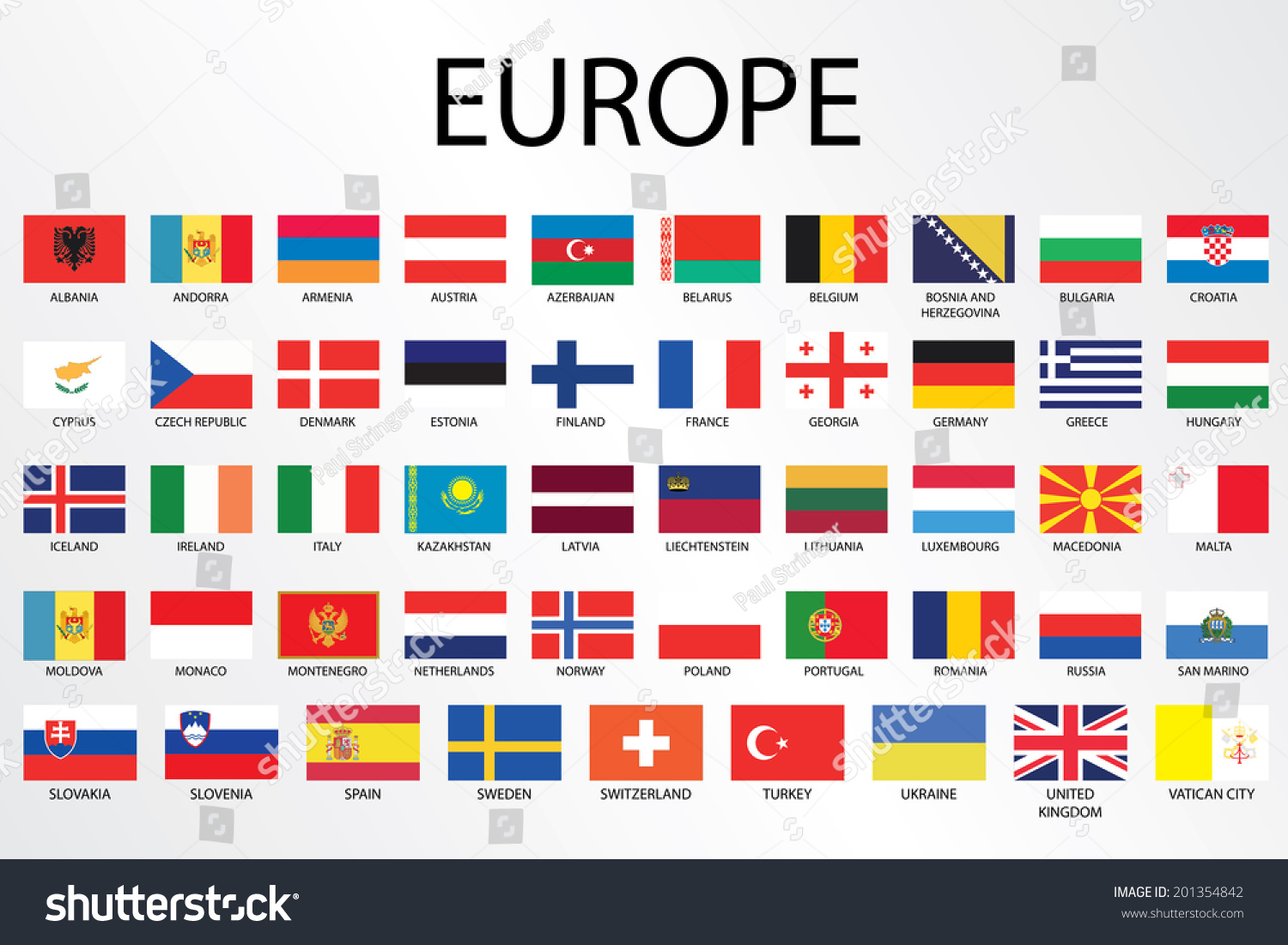Флаги стран Европы и Азии