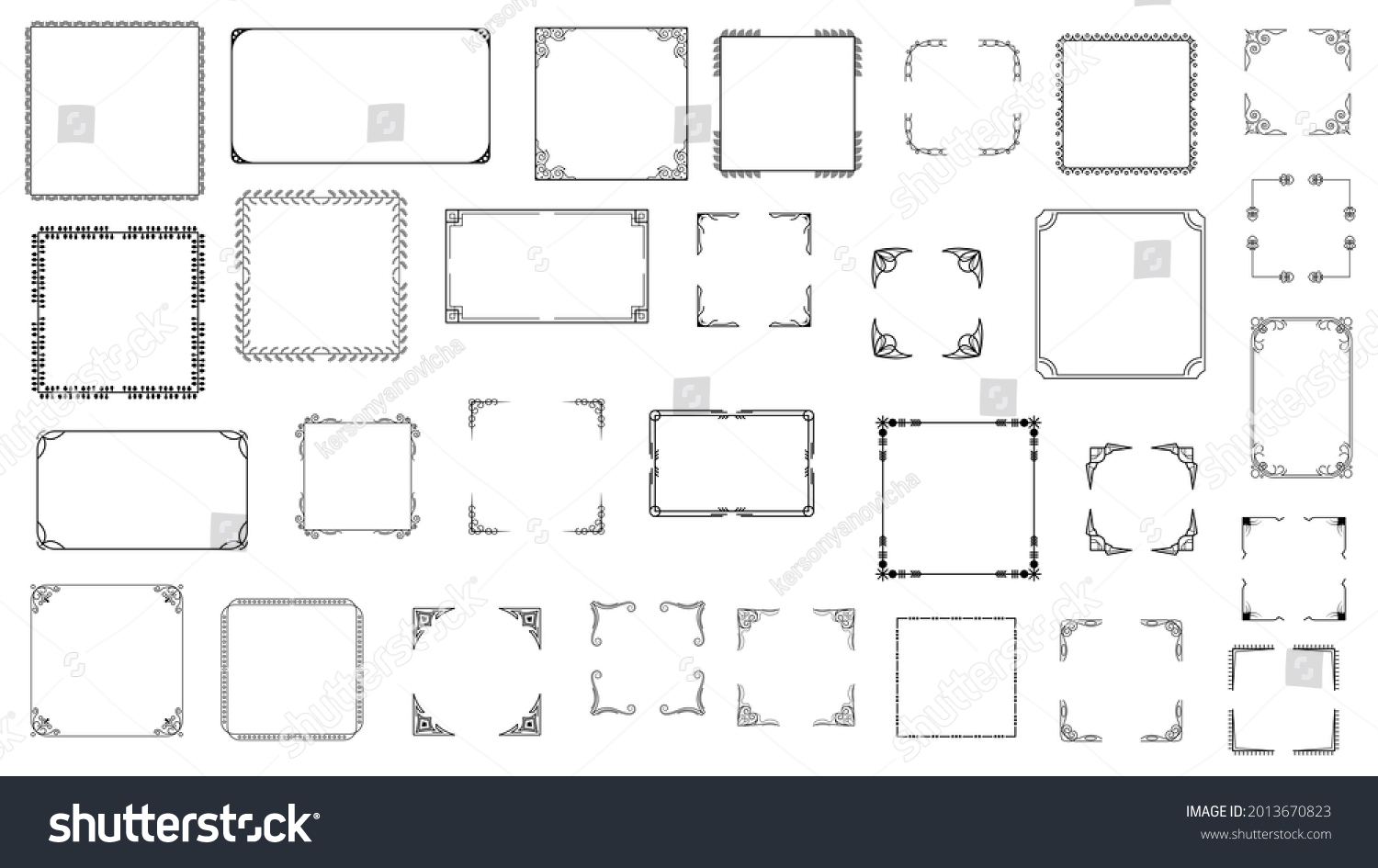 Big Set Black Simple Line Frame Stock Vector (Royalty Free) 2013670823 ...