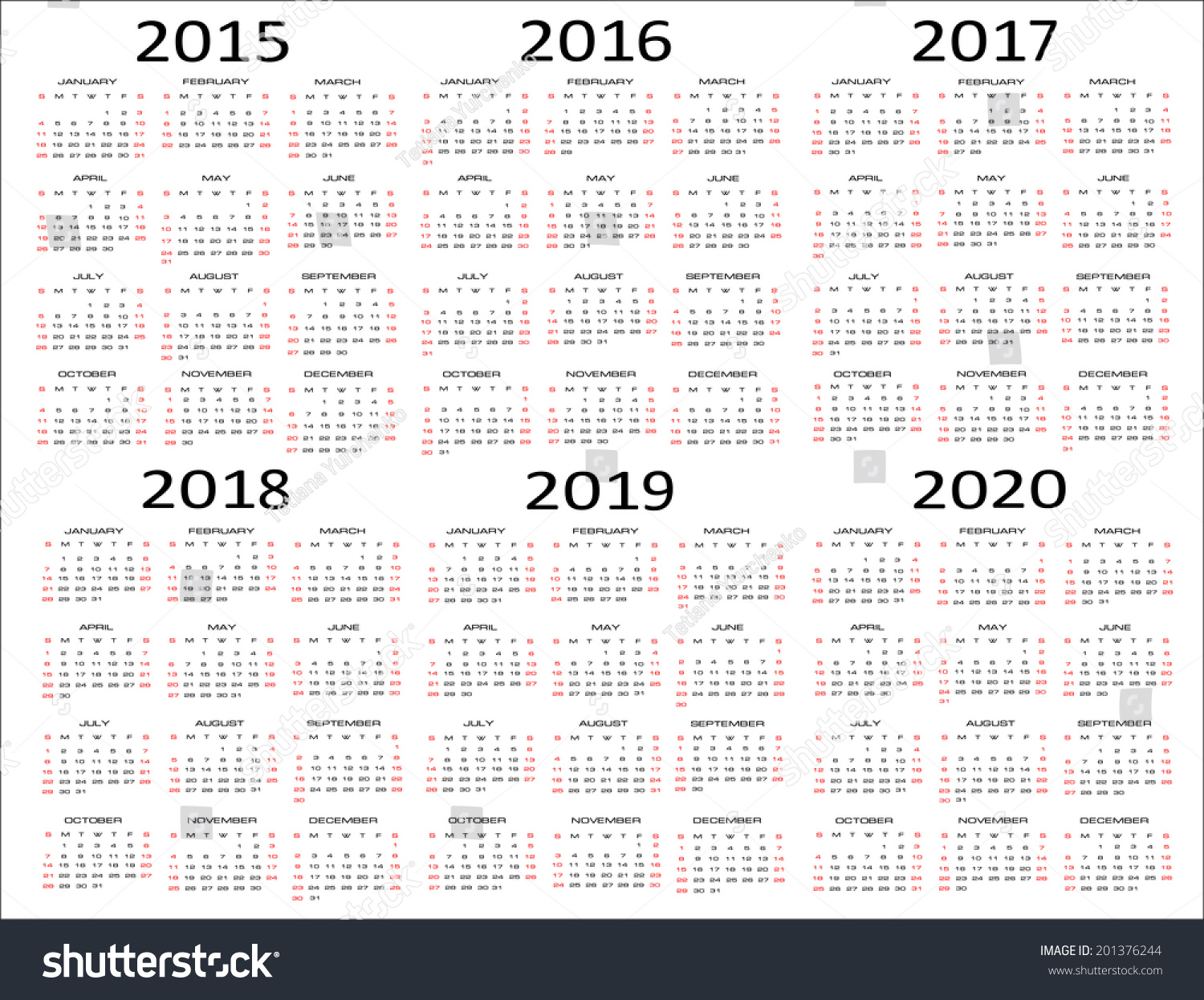 European 2015 2016 2017 2018 2019 Stock Vector (royalty Free) 201376244 